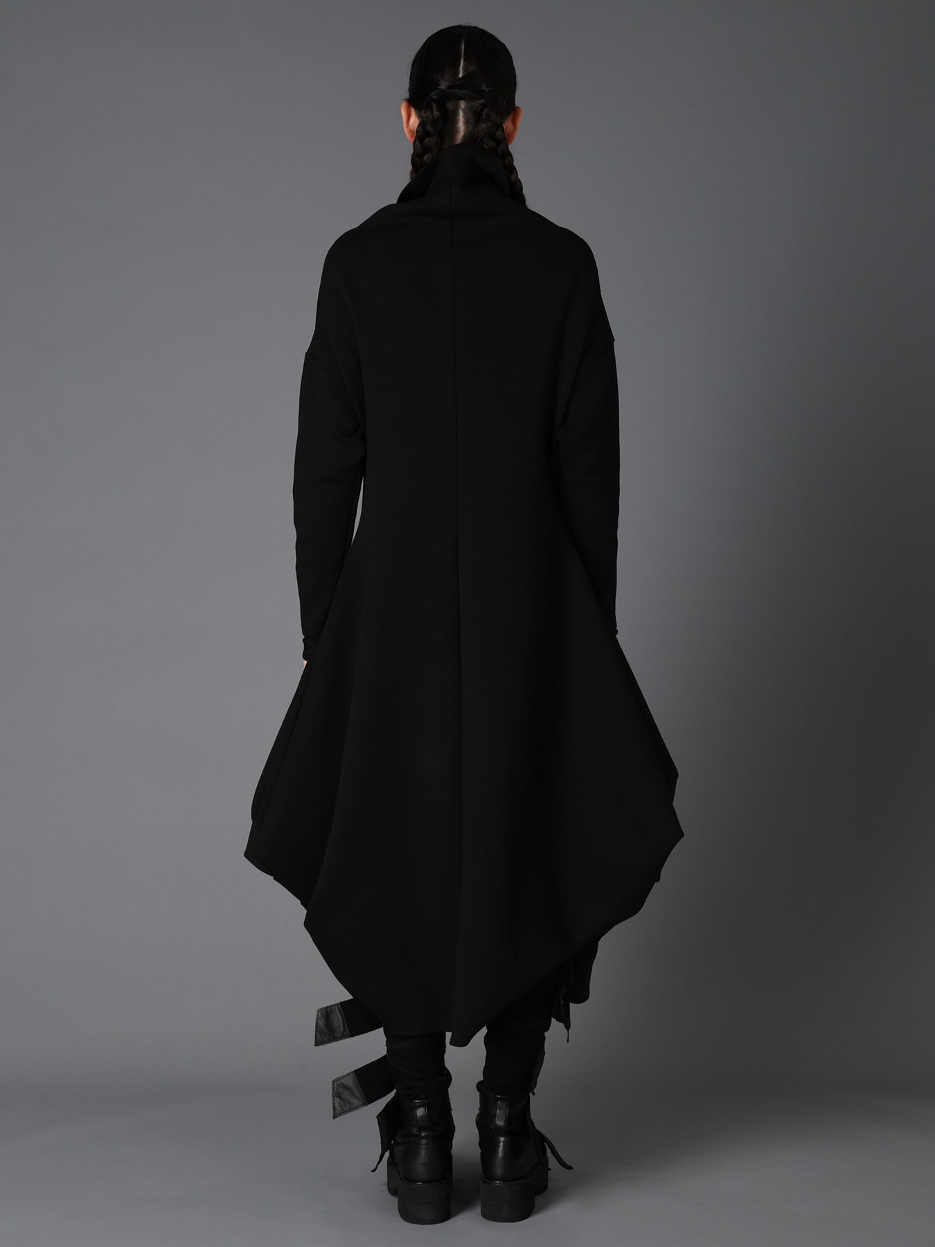 DOUBLE FACE JERSEY DRAPED LONG COAT