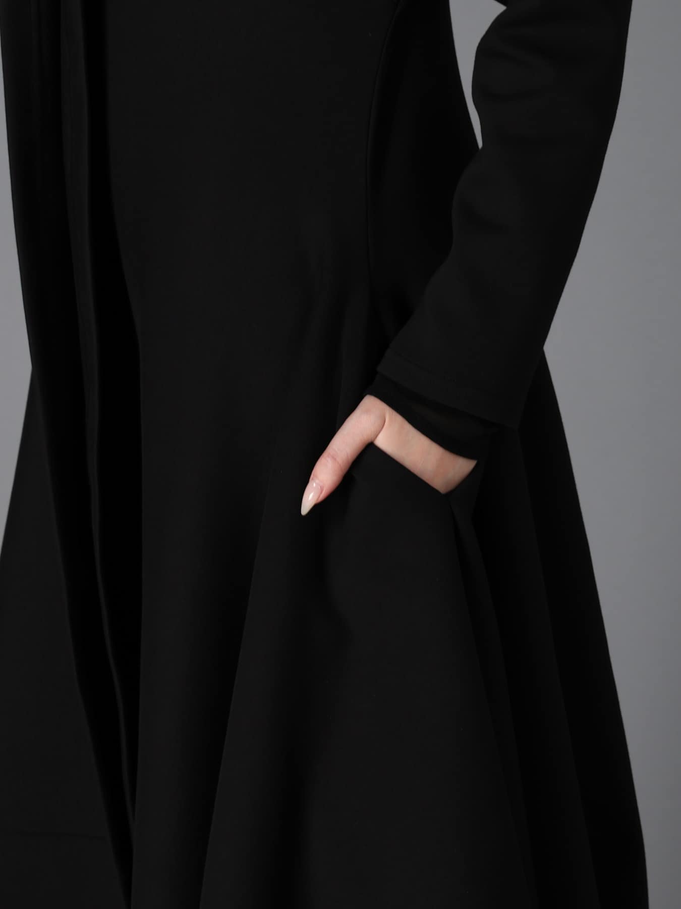 DOUBLE FACE JERSEY DRAPED LONG COAT