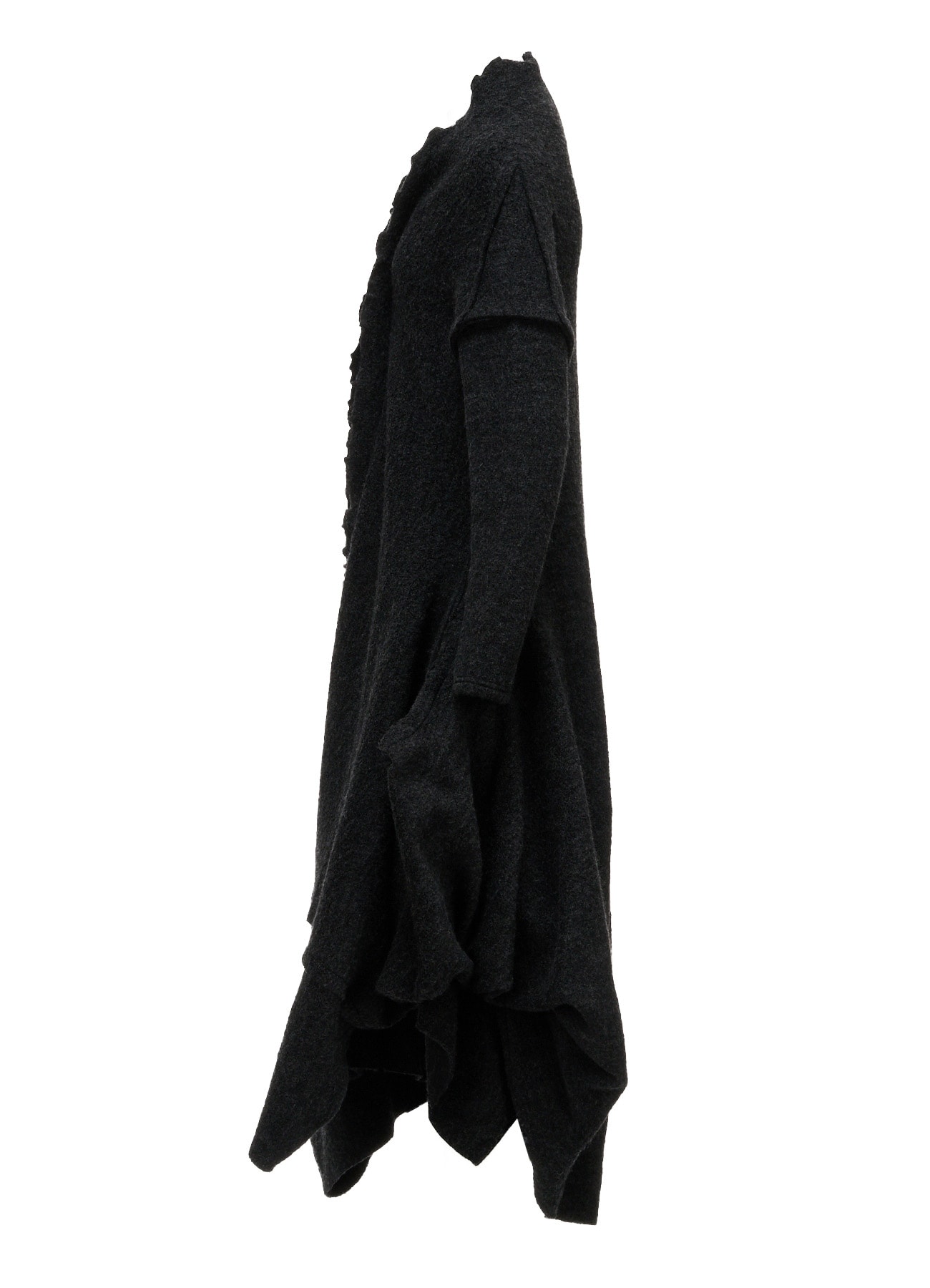 リミフゥ ヨウジヤマモト Sheep pile Asymmetry Coat S W/PE SHEEP PILE DRAPED LONG COAT(S Charcoal): LIMI feu｜THE SHOP