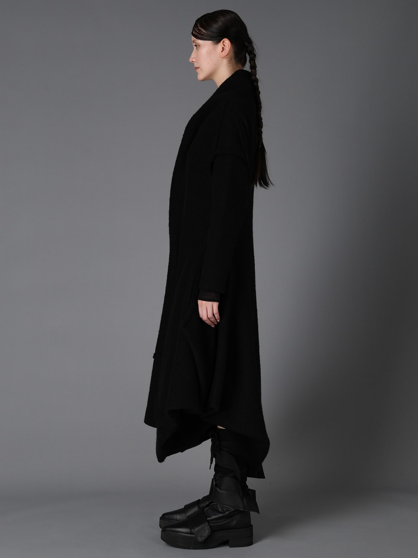 W/PE SHEEP PILE DRAPED LONG COAT