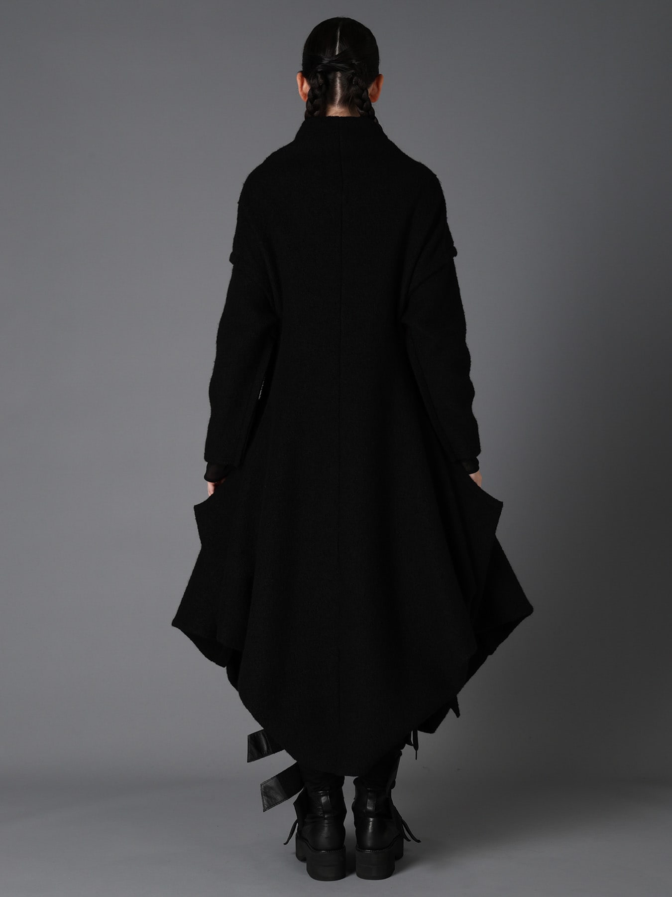 W/PE SHEEP PILE DRAPED LONG COAT