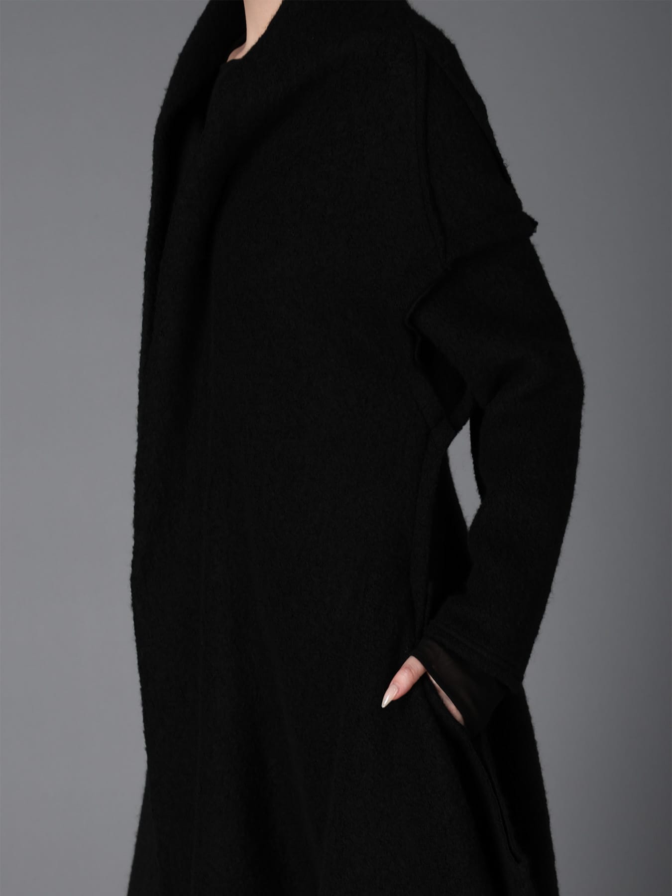 W/PE SHEEP PILE DRAPED LONG COAT