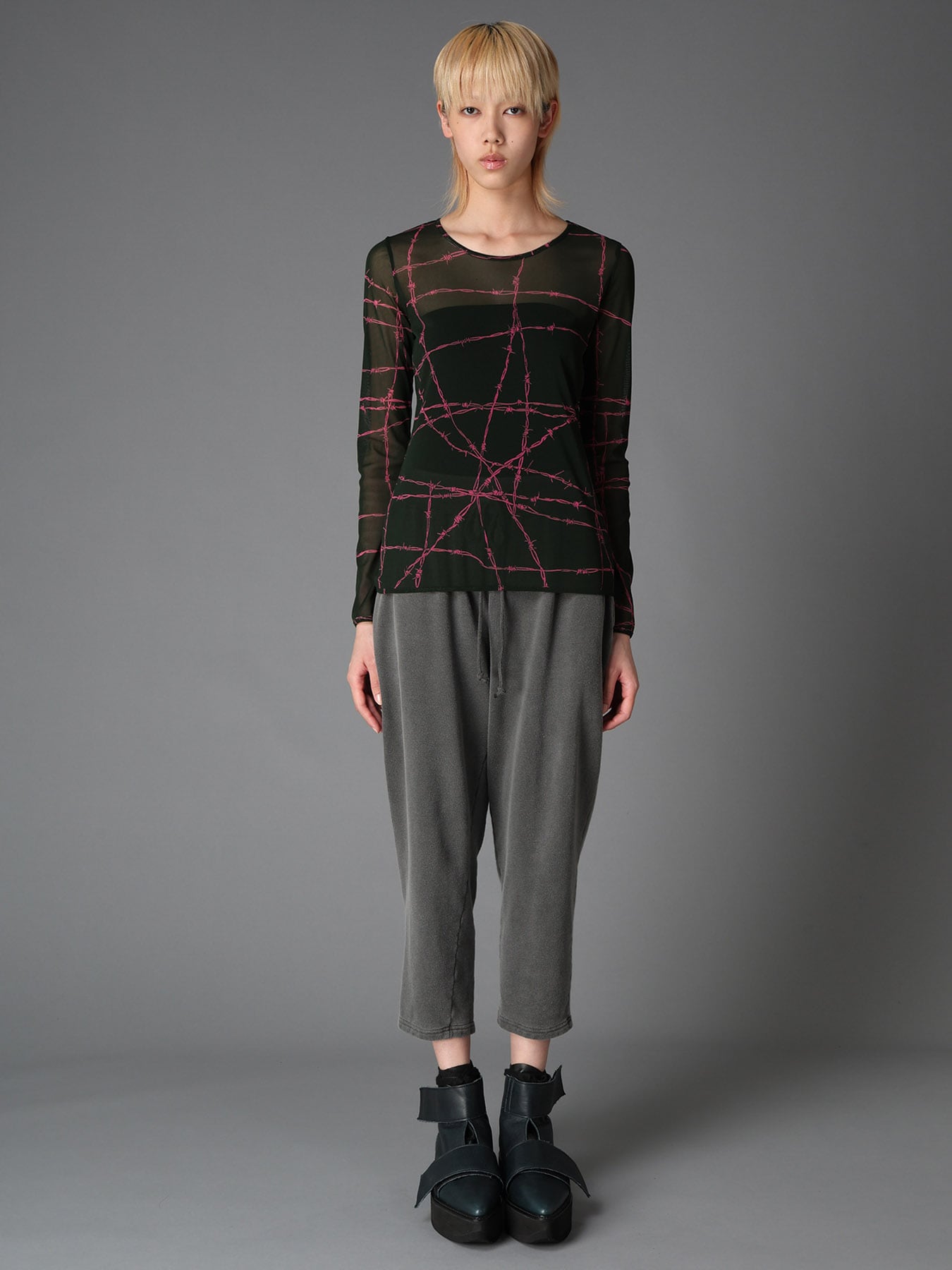 BARBED WIRE PRINT TIGHT LONG SLEEVE T