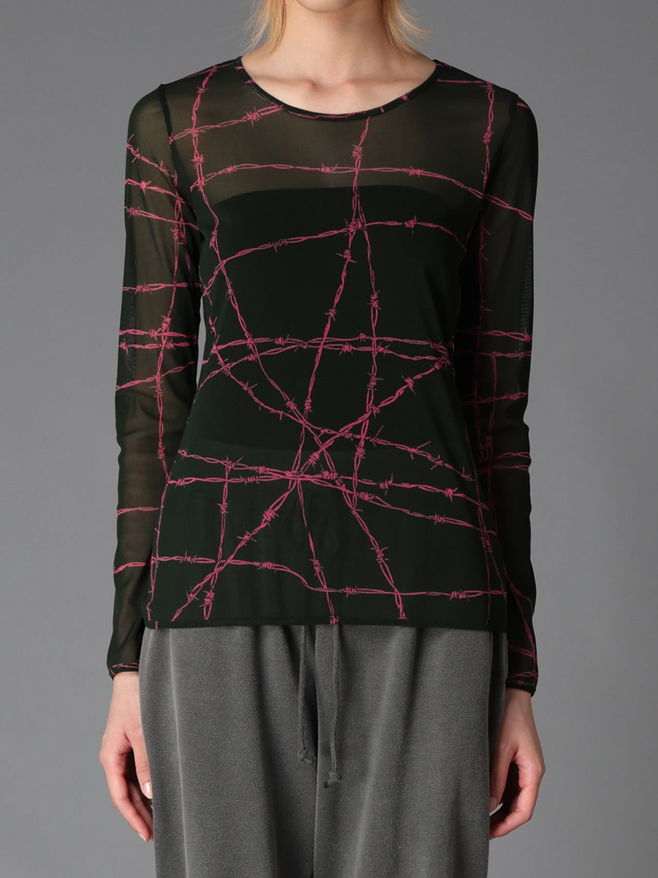 BARBED WIRE PRINT TIGHT LONG SLEEVE T