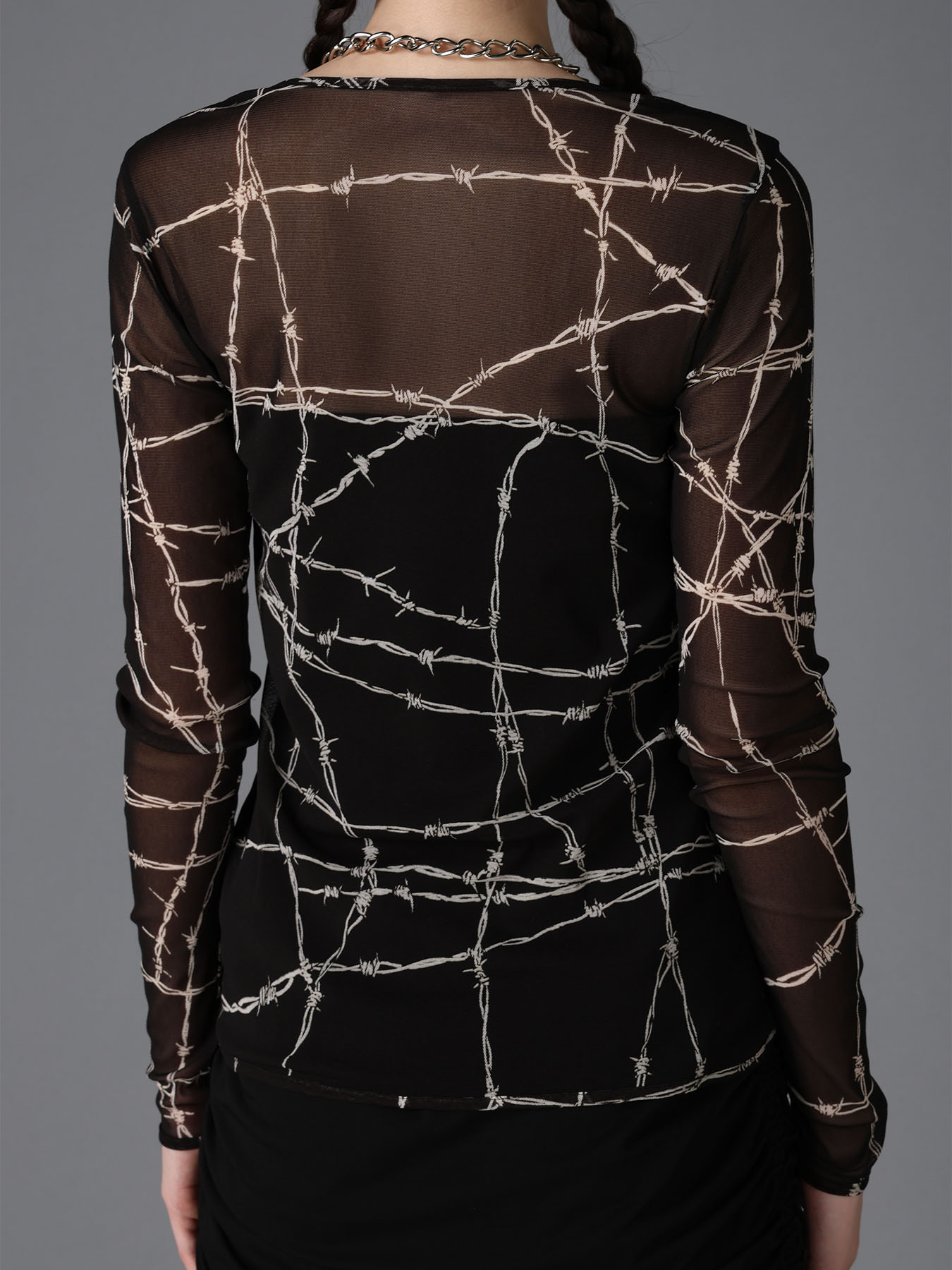 BARBED WIRE PRINT TIGHT LONG SLEEVE T