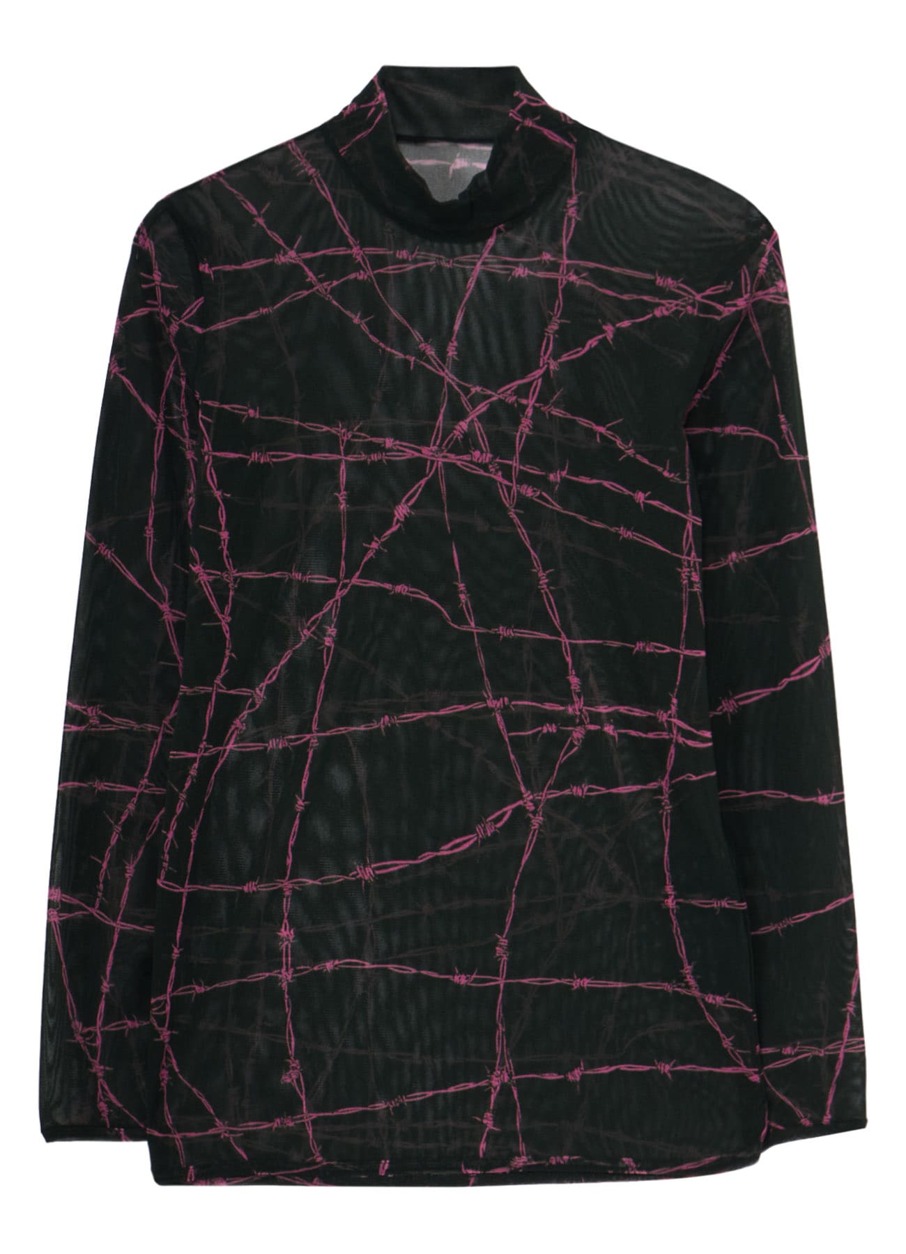 BARBED WIRE PRINT TURTLE NECK T