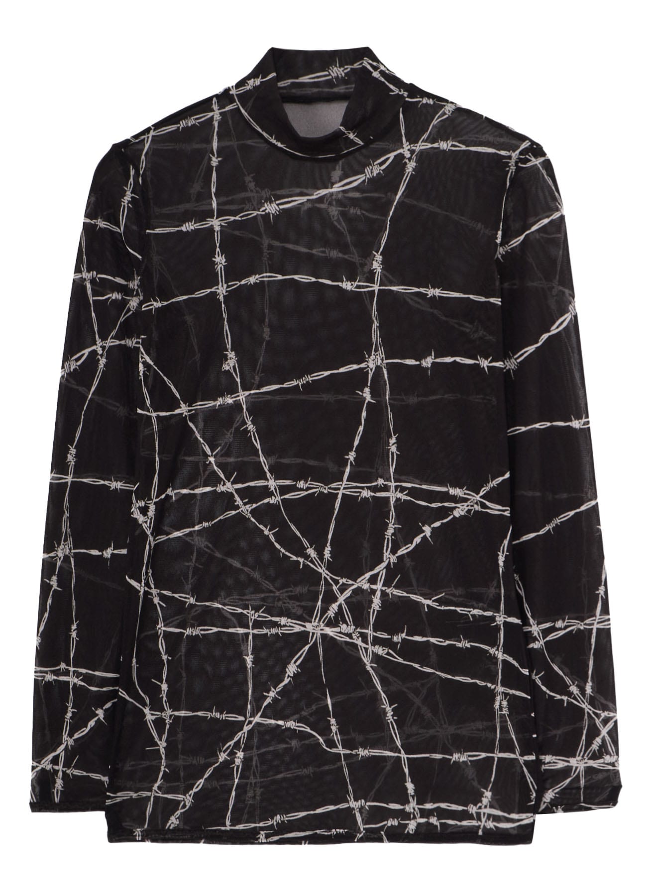 BARBED WIRE PRINT TURTLE NECK T