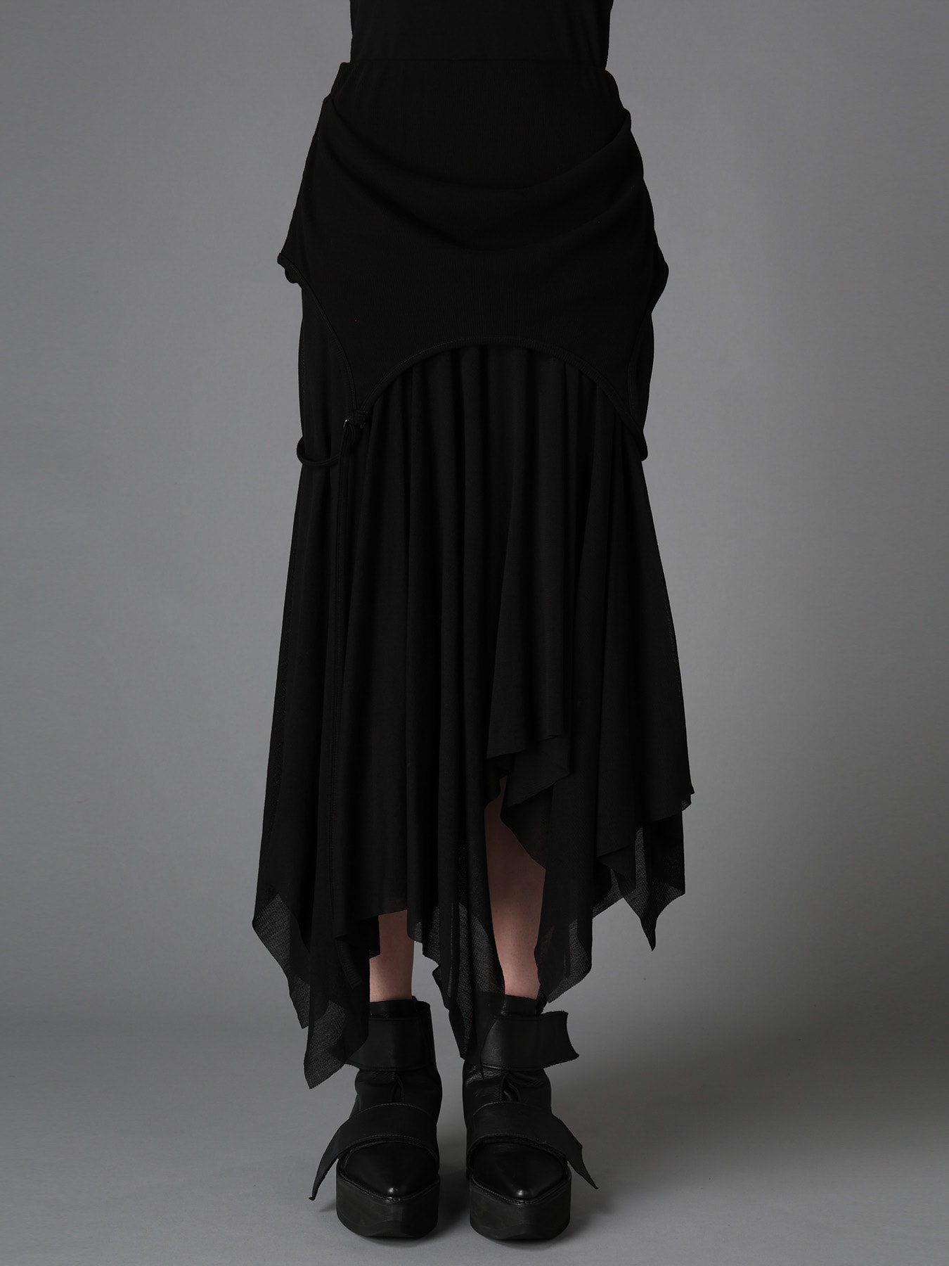 RIB KNIT+TULLE 2 WAY DRESS
