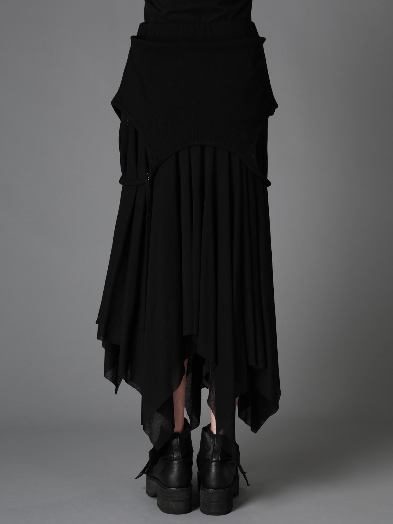 RIB KNIT+TULLE 2 WAY DRESS