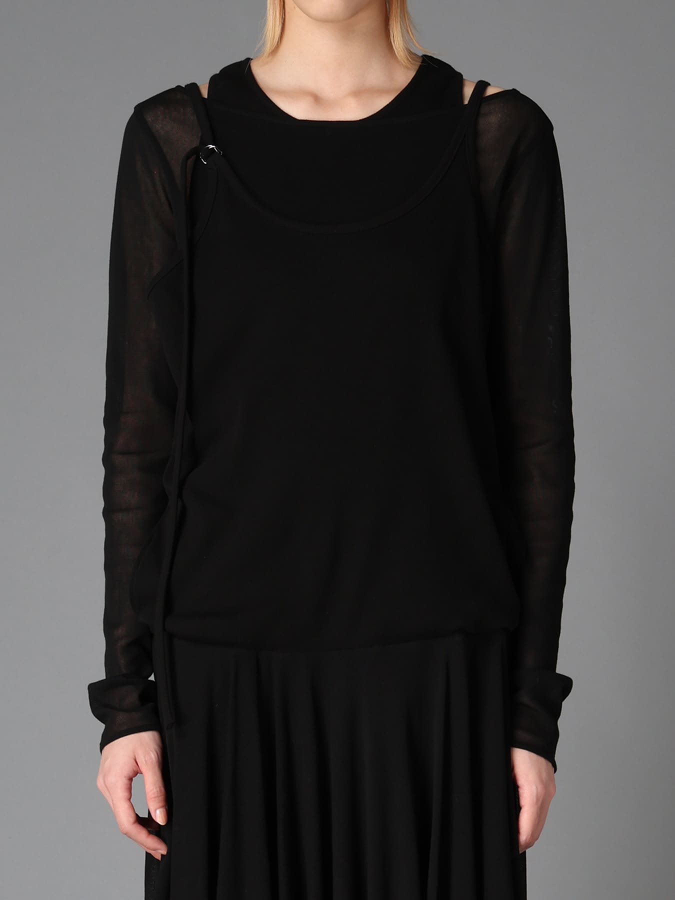 RIB KNIT+TULLE 2 WAY DRESS
