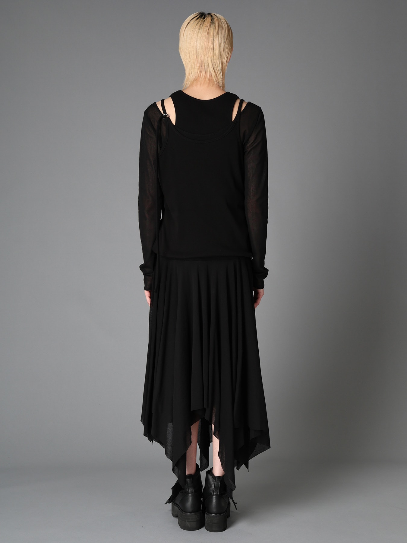 RIB KNIT+TULLE 2 WAY DRESS