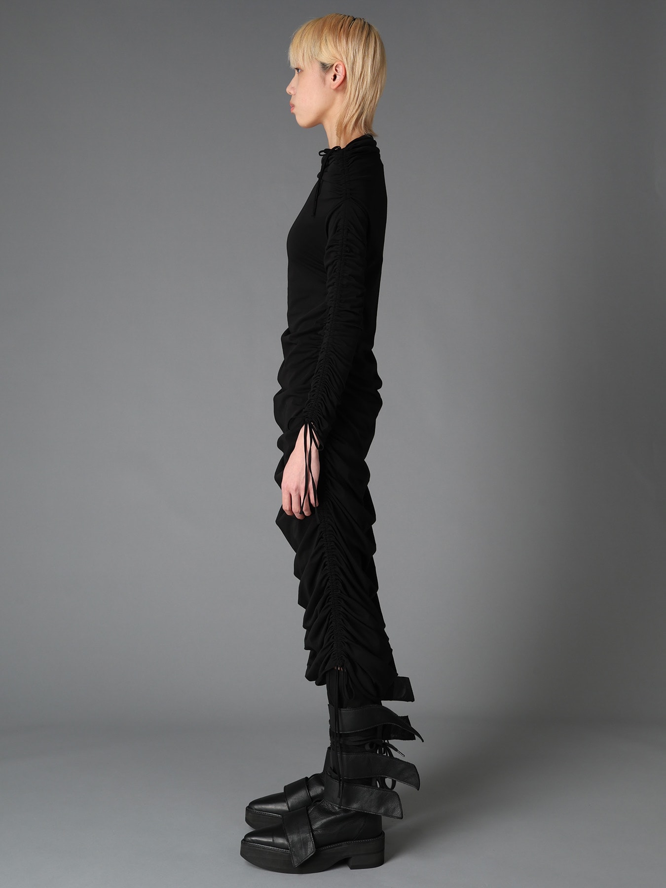 BIAS JERSEY GATHERED SLIM FIT DRESS