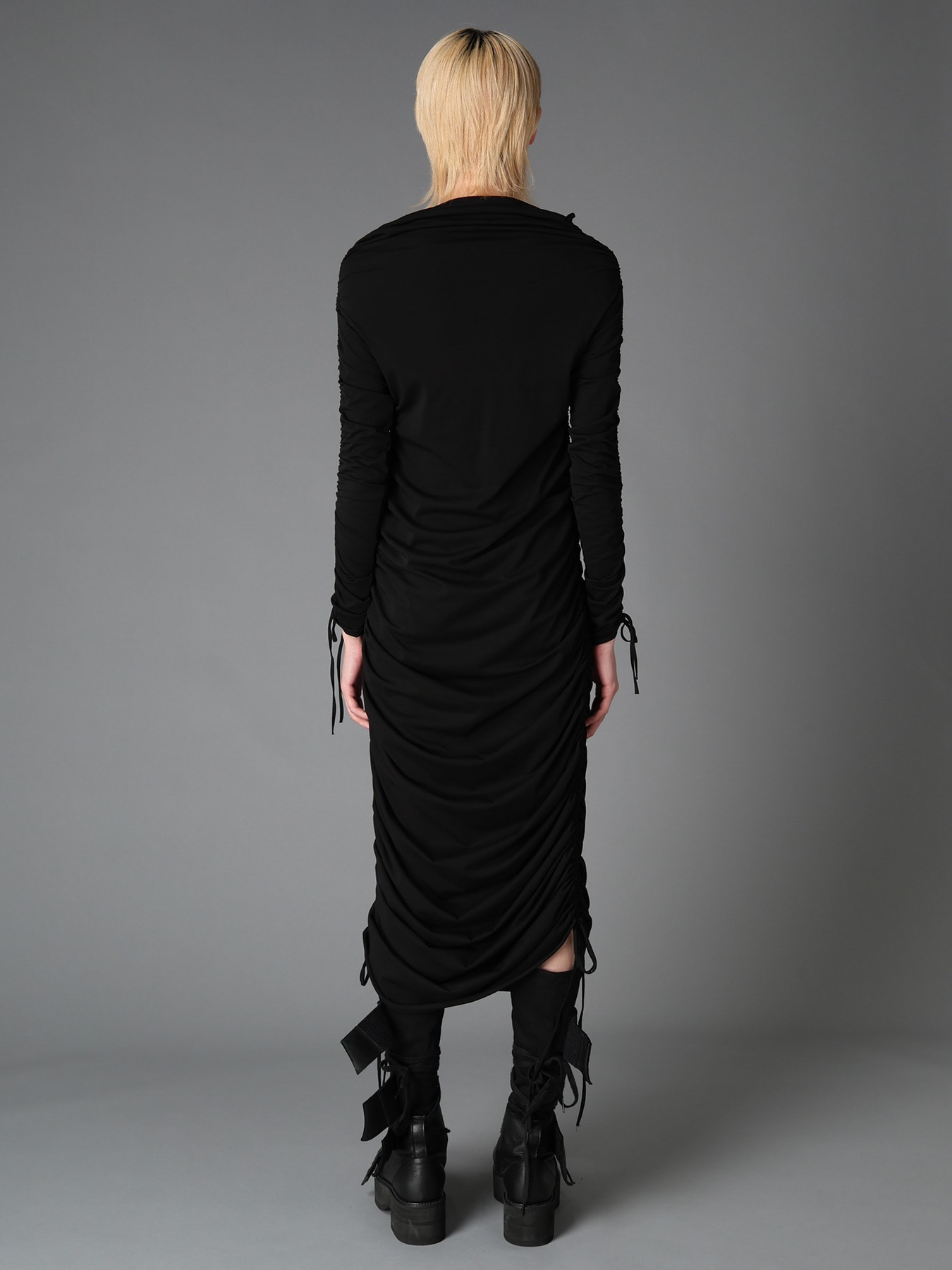 BIAS JERSEY GATHERED SLIM FIT DRESS