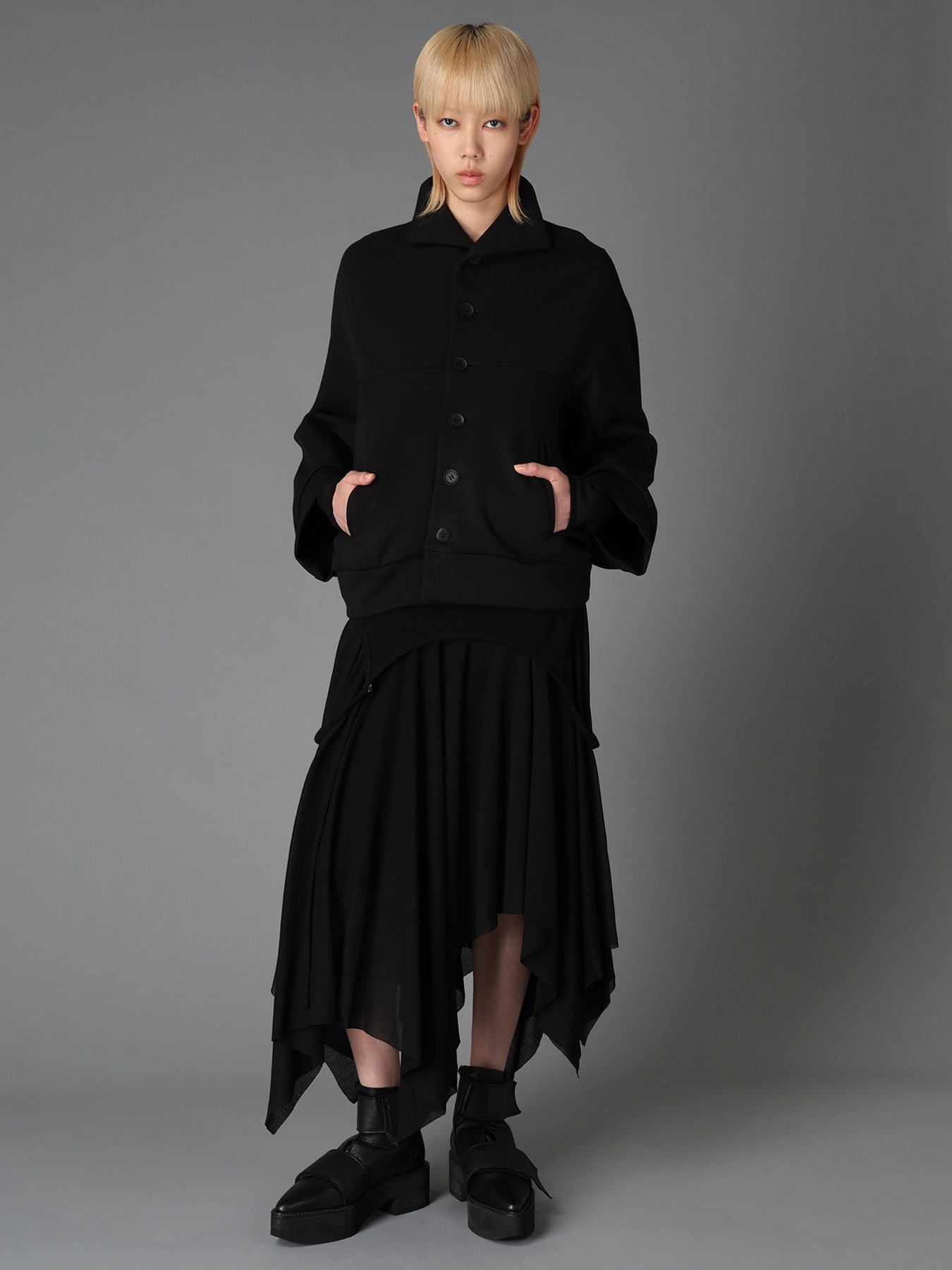 DOUBLE FACE JERSEY DOLMAN SLEEVE SINGLE COAT