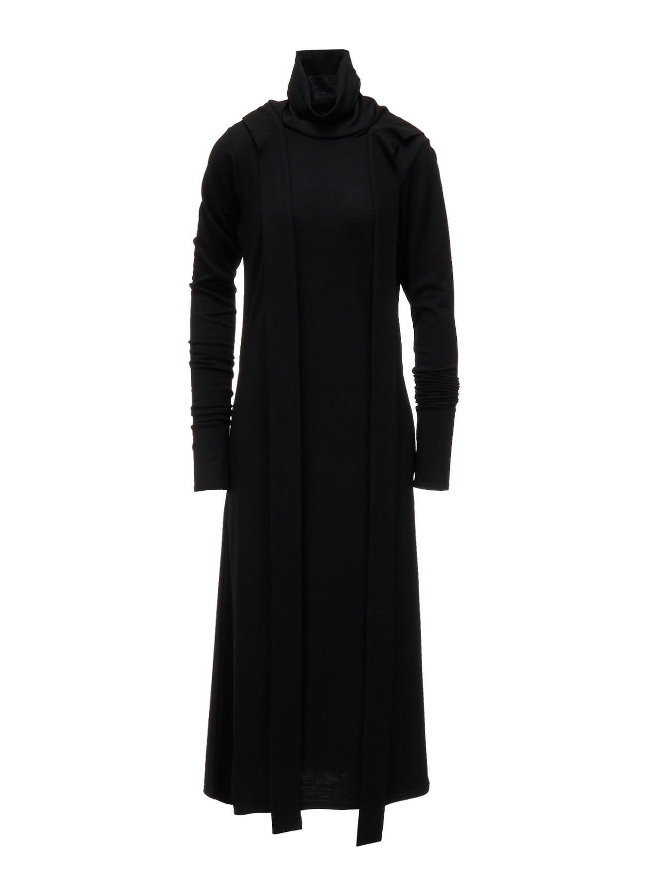 W/ SINGLE JERSEY HOODED SCARF DRESS