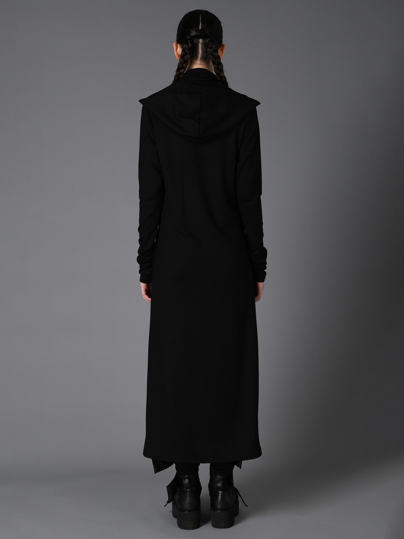 W/ SINGLE JERSEY HOODED SCARF DRESS