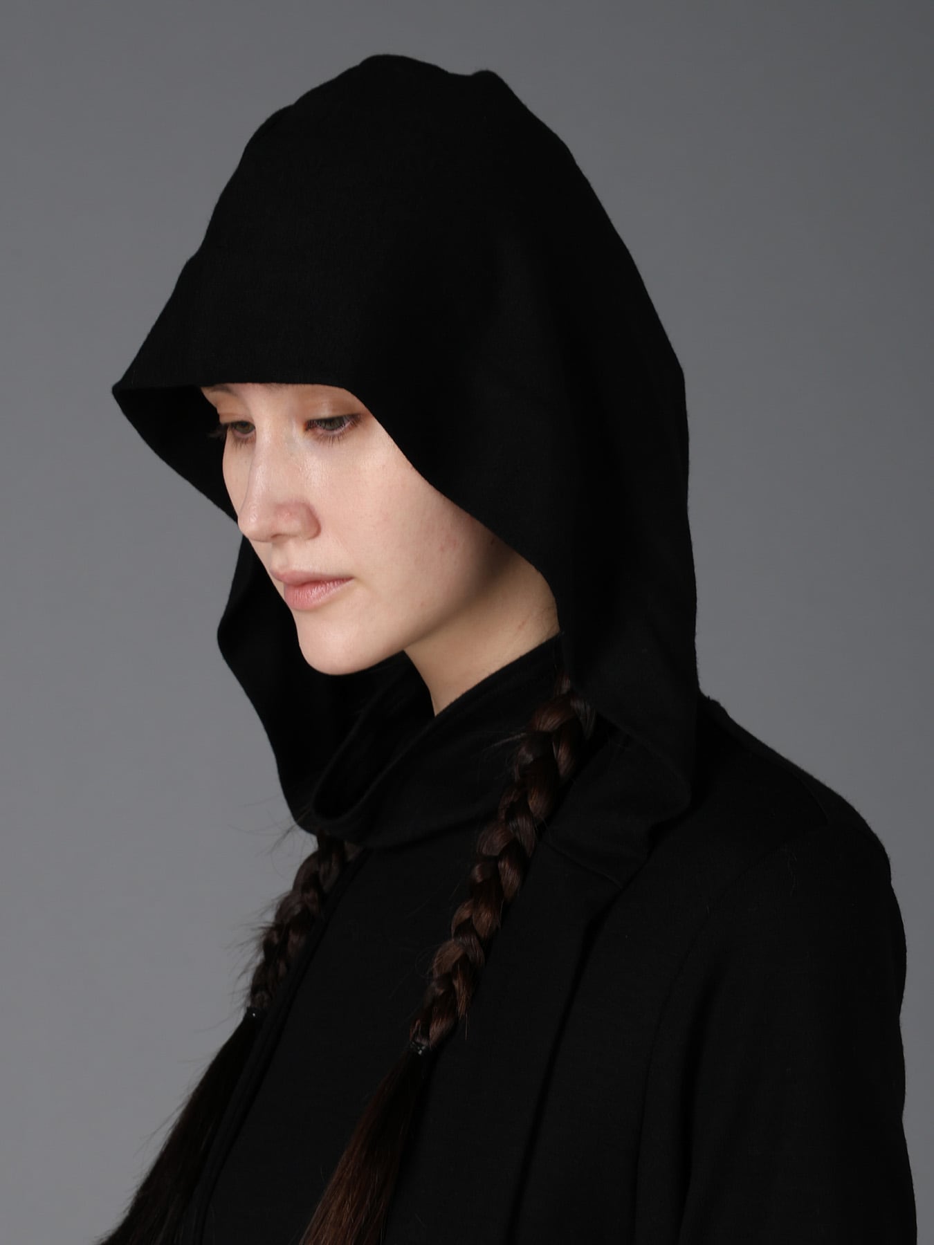 W/ SINGLE JERSEY HOODED SCARF DRESS