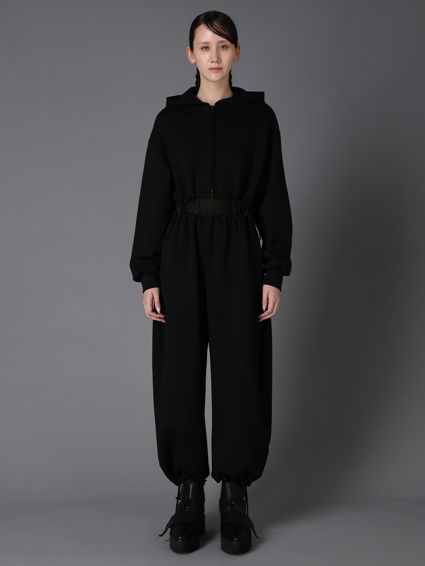 DOUBLE FACE JERSEY PARKA STYLE JUMPSUIT