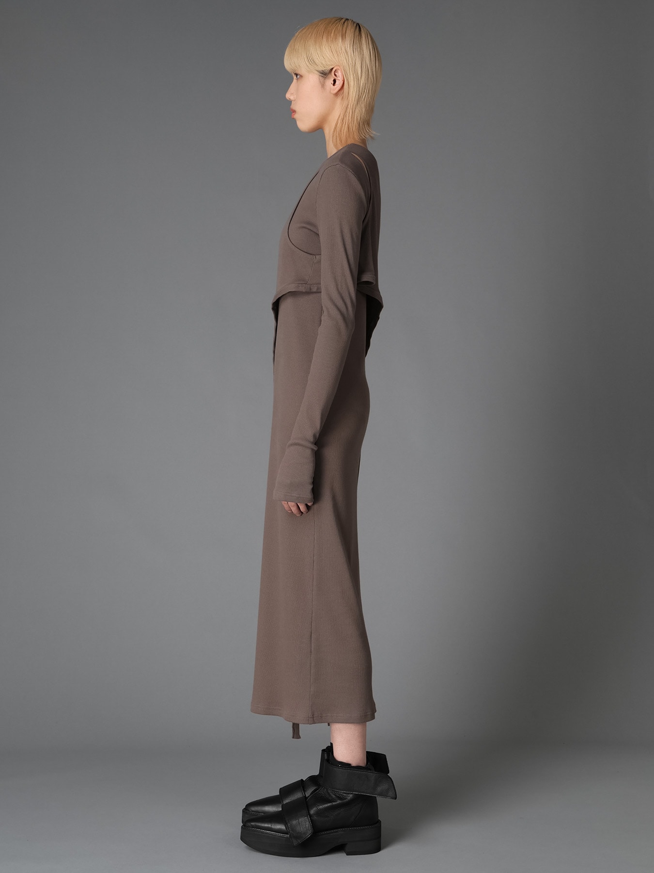 C/ RIB LAYERED DESIGN DRESS