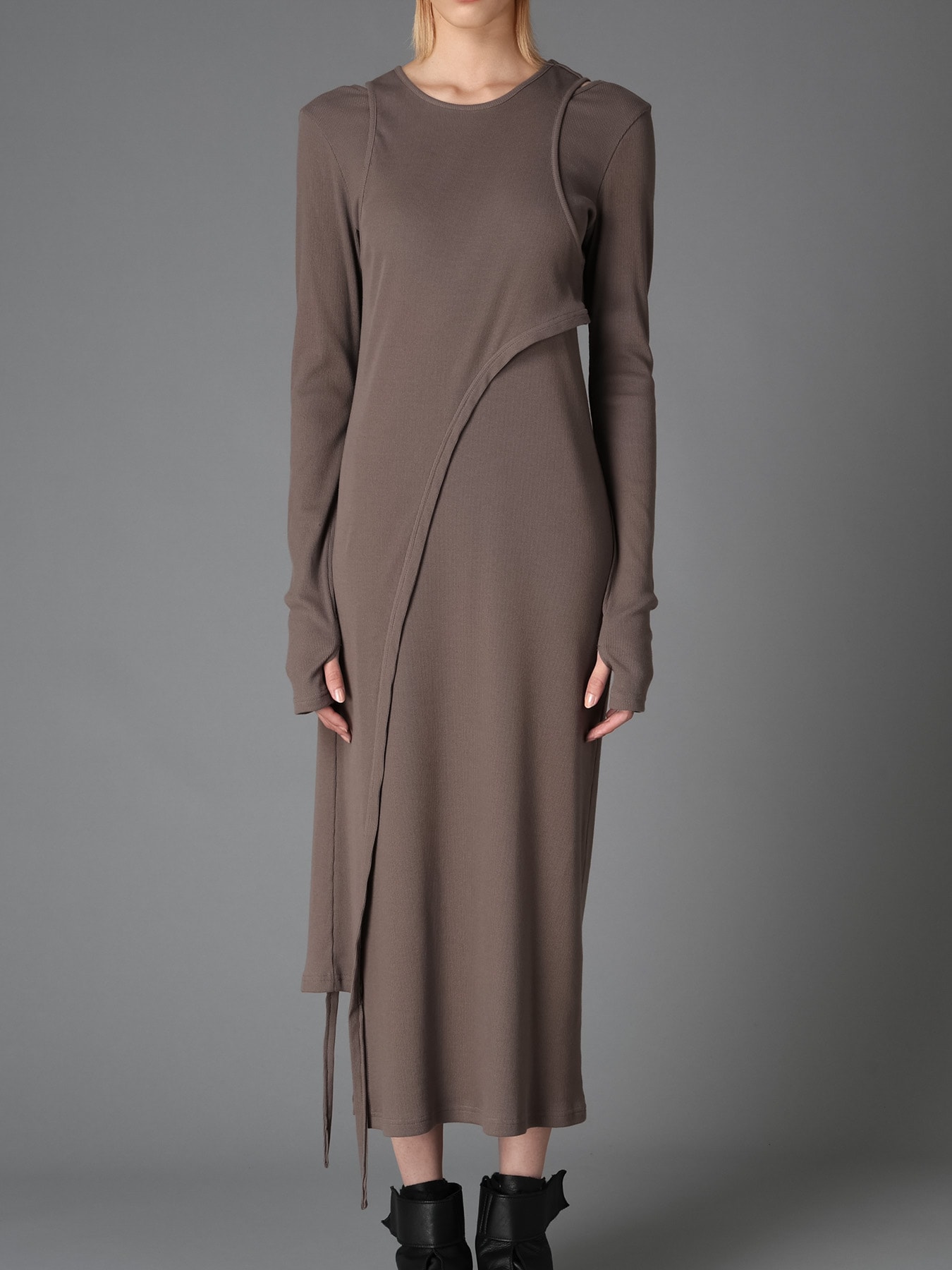 C/ RIB LAYERED DESIGN DRESS
