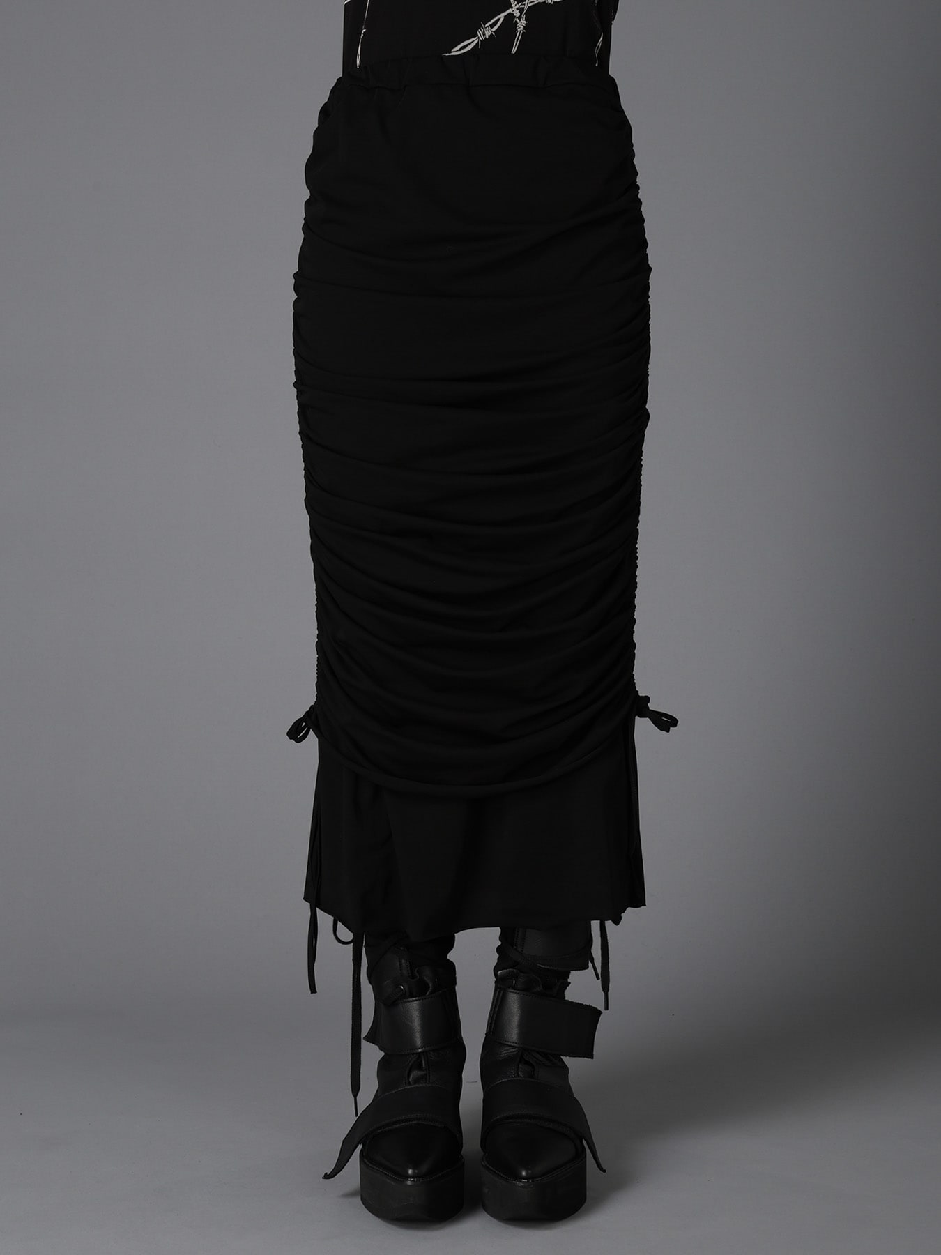BIAS JERSEY GATHERED LAYERED SKIRT