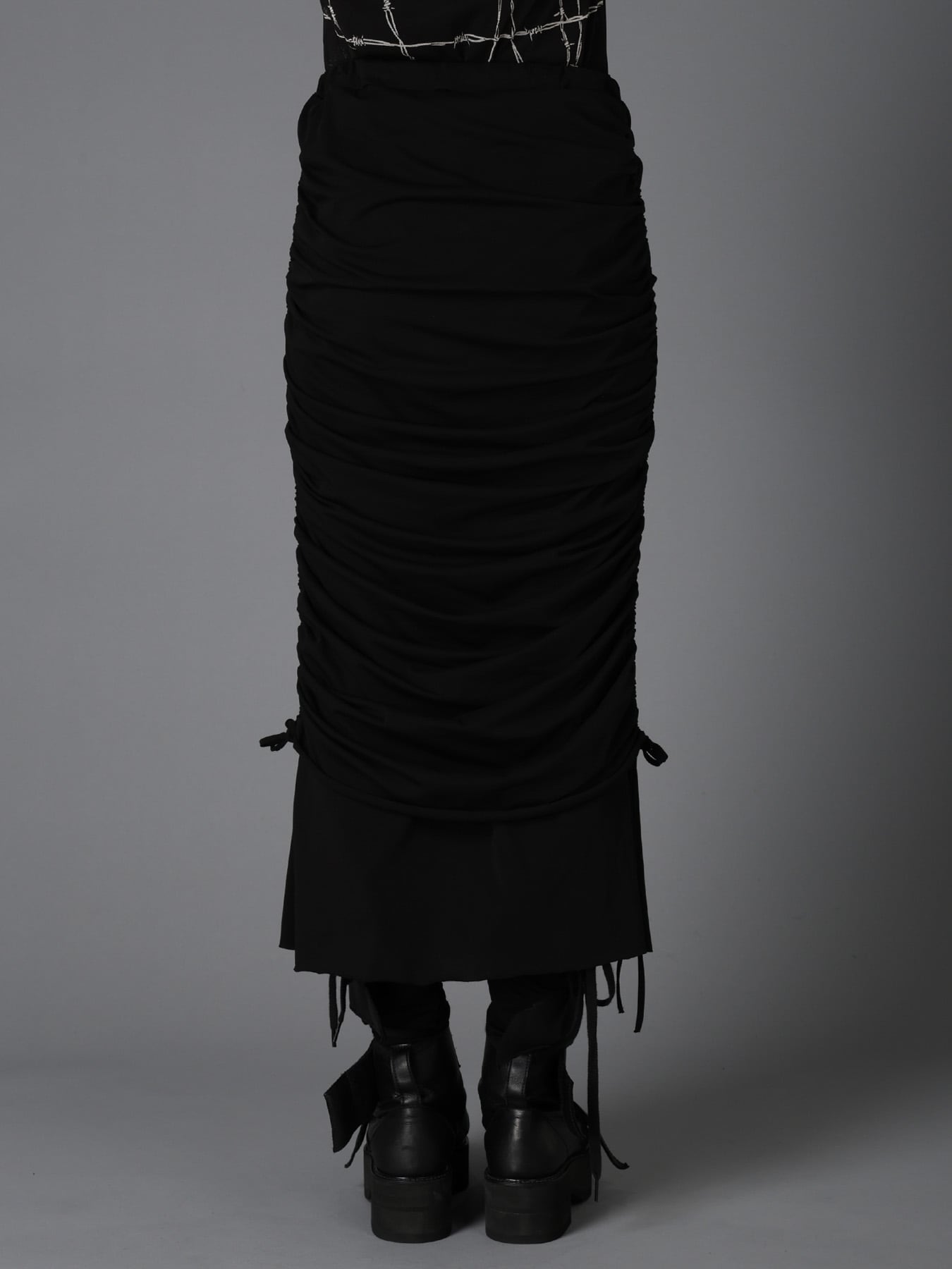 BIAS JERSEY GATHERED LAYERED SKIRT