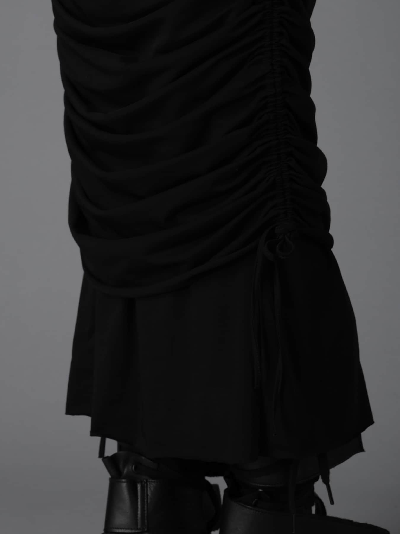 BIAS JERSEY GATHERED LAYERED SKIRT