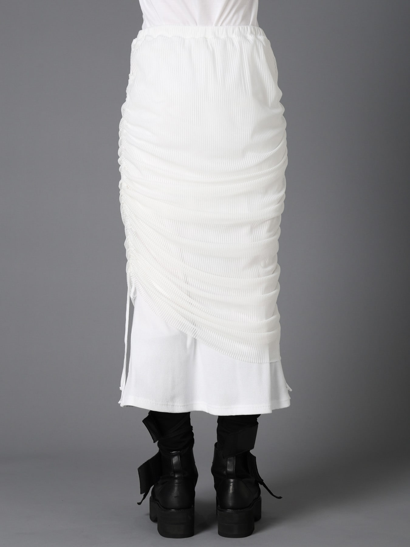 STRIPE TULLE  GATHERED LAYERED SKIRT
