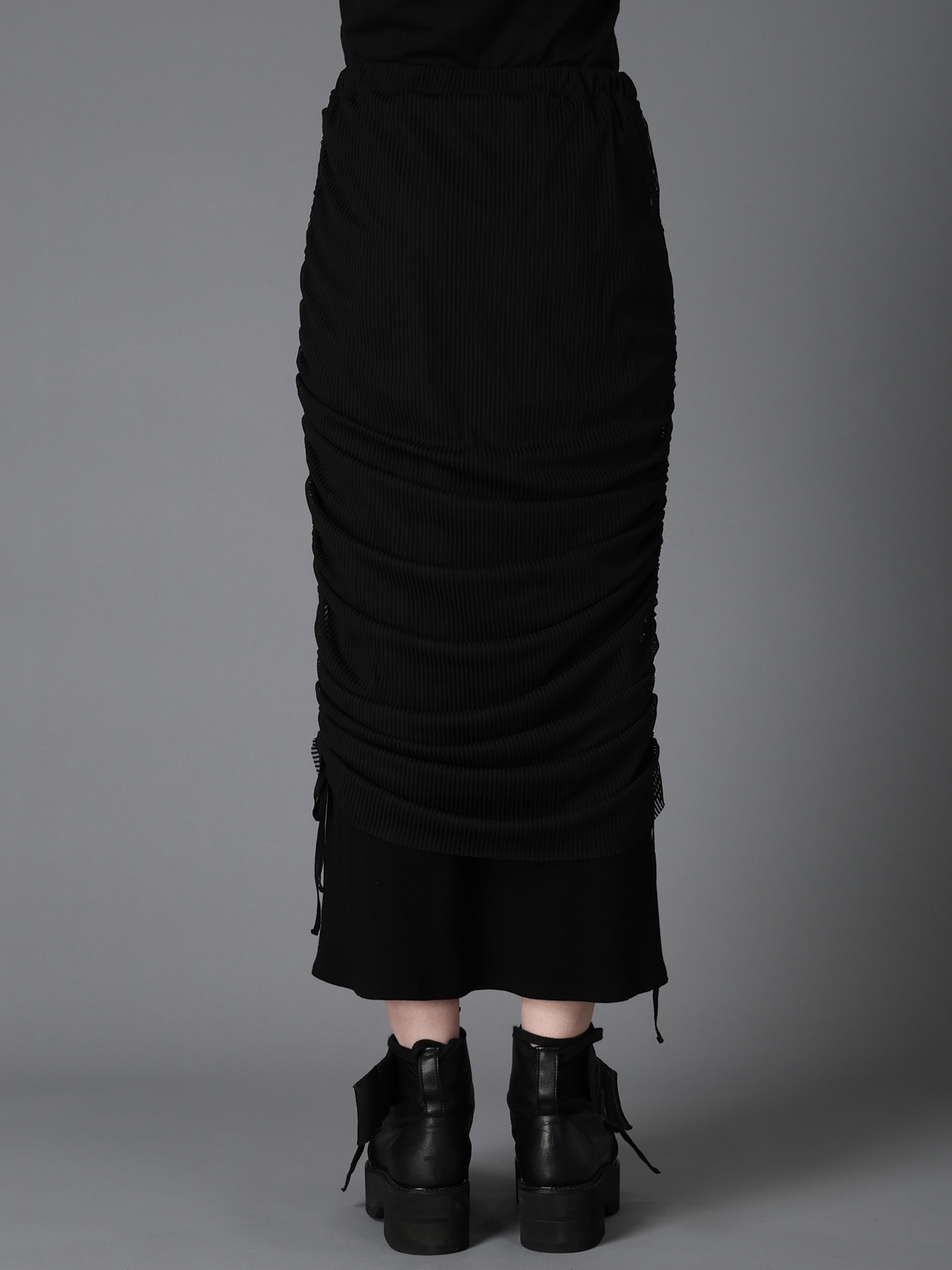 STRIPE TULLE  GATHERED LAYERED SKIRT