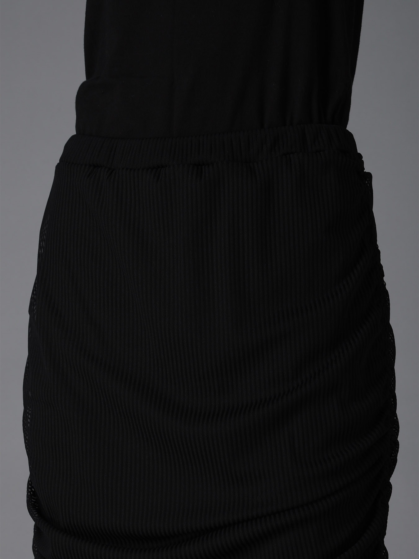 STRIPE TULLE  GATHERED LAYERED SKIRT