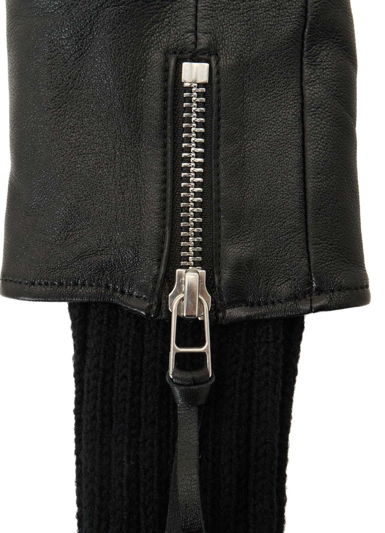 LAMB LEATHER+WOOL RIB KNIT LONG RIBBED LEATHER GLOVES(FREE SIZE