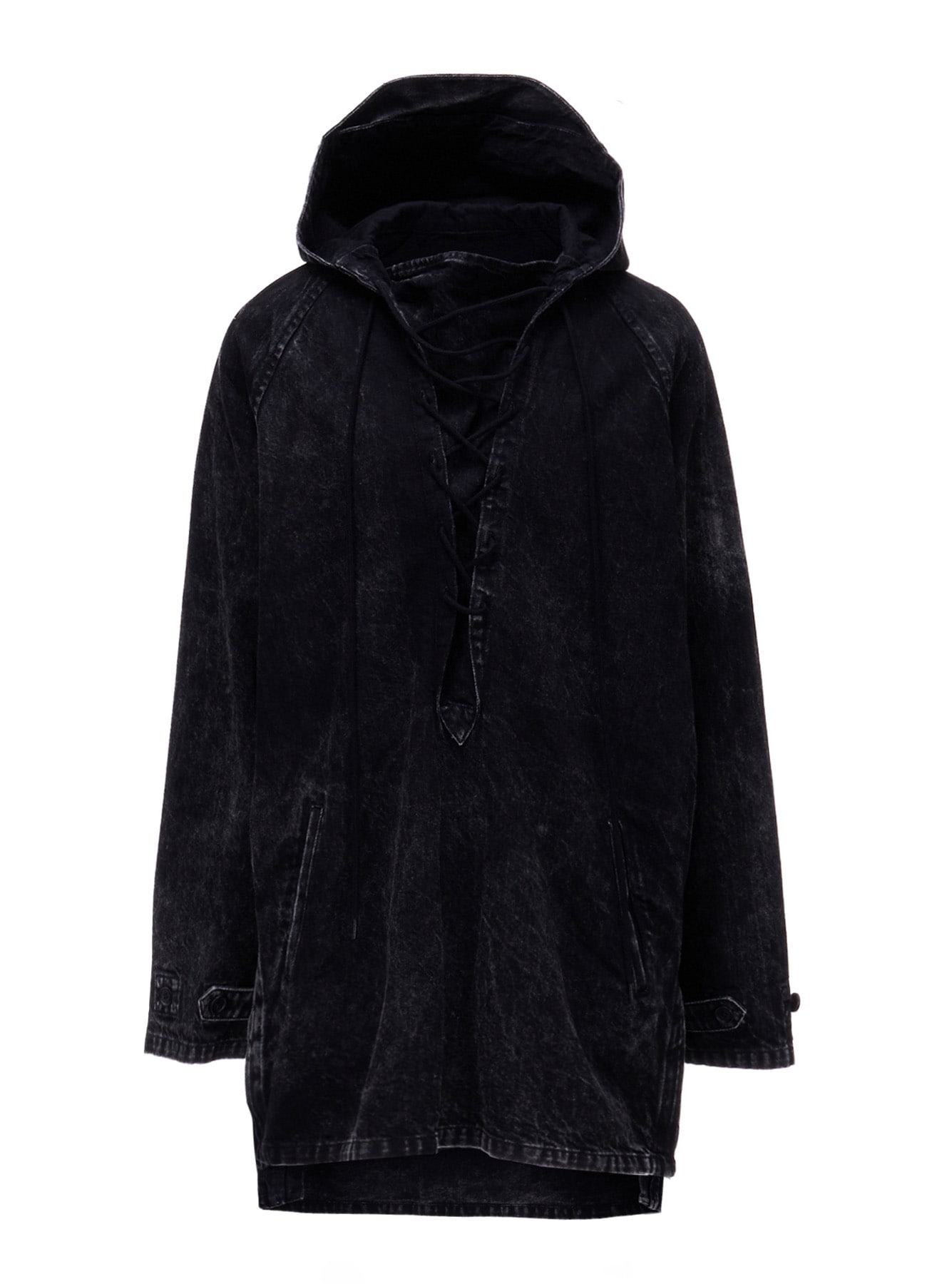 CHEMICAL BLEACHED DENIM LACE UP BLOUSON(S Black): LIMI feu｜THE