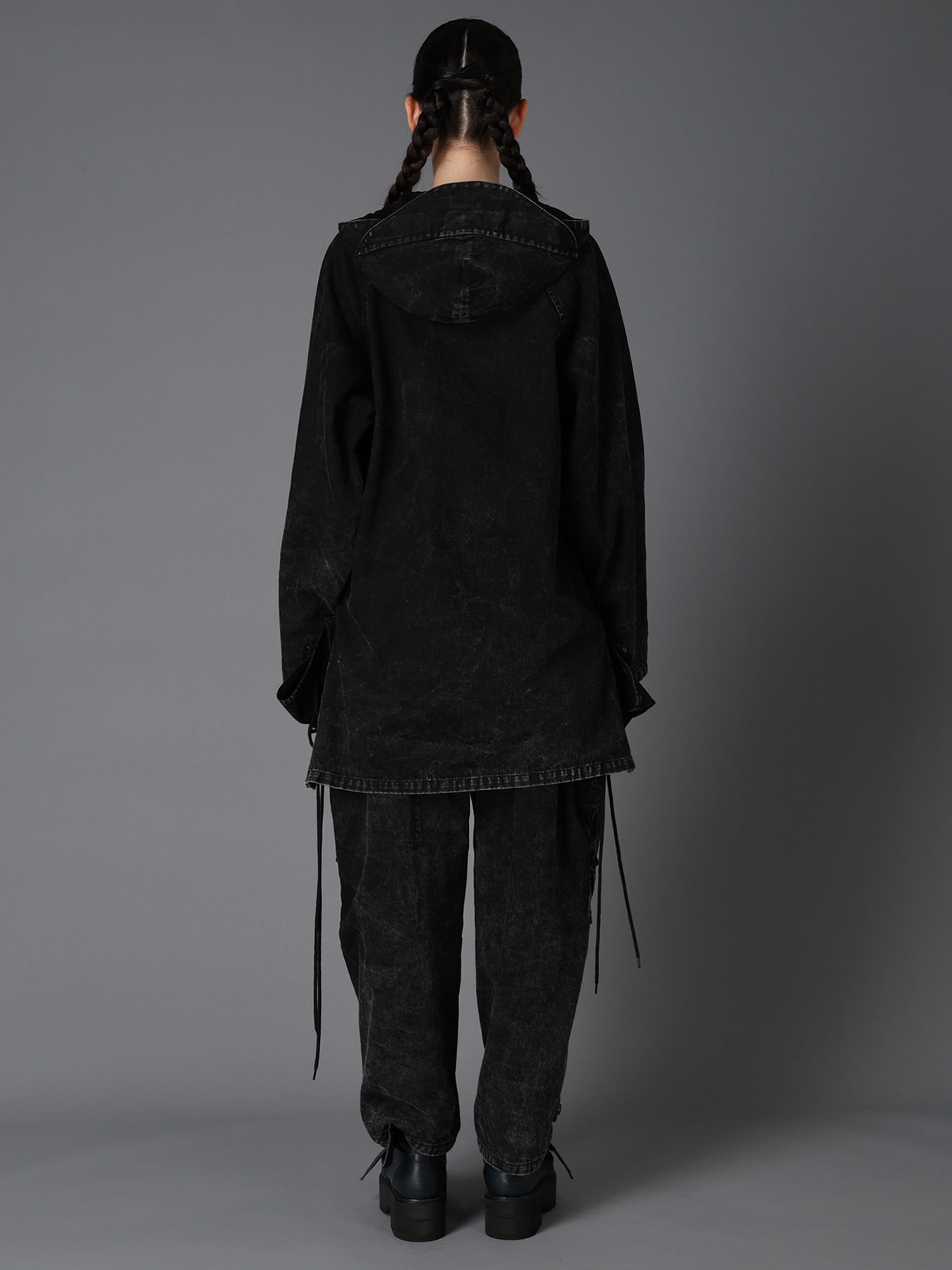 CHEMICAL BLEACHED DENIM LACE UP BLOUSON