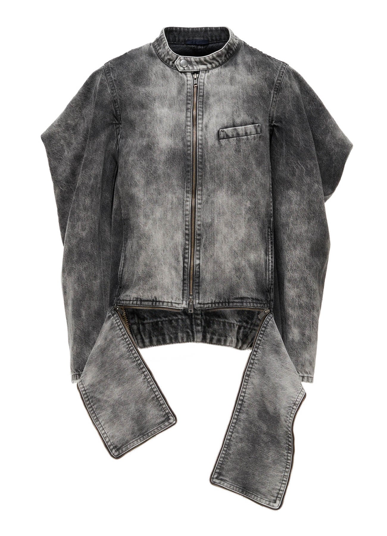 MIST BLEACHED DENIM STAND COLLAR BLOUSON