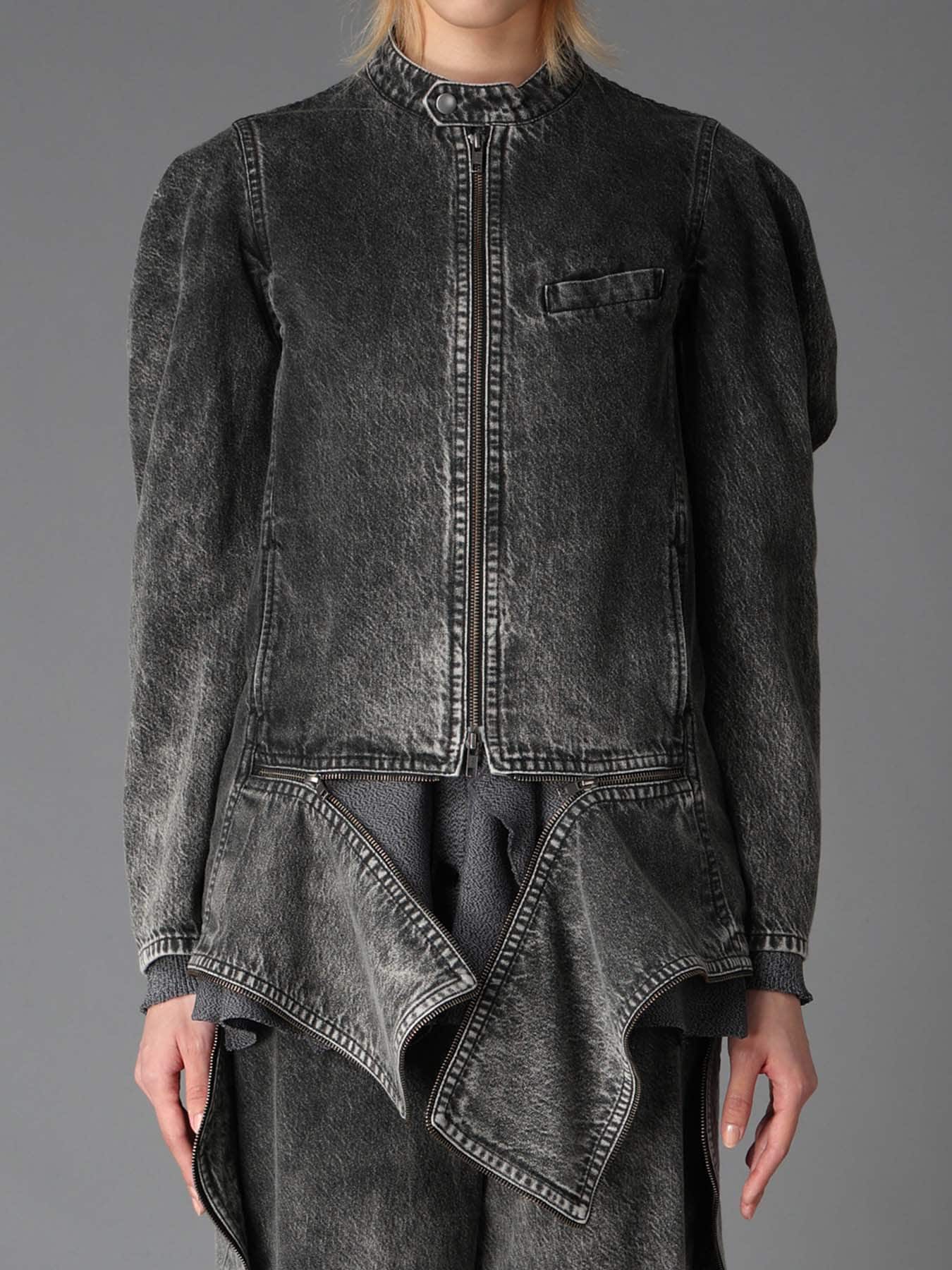 MIST BLEACHED DENIM STAND COLLAR BLOUSON