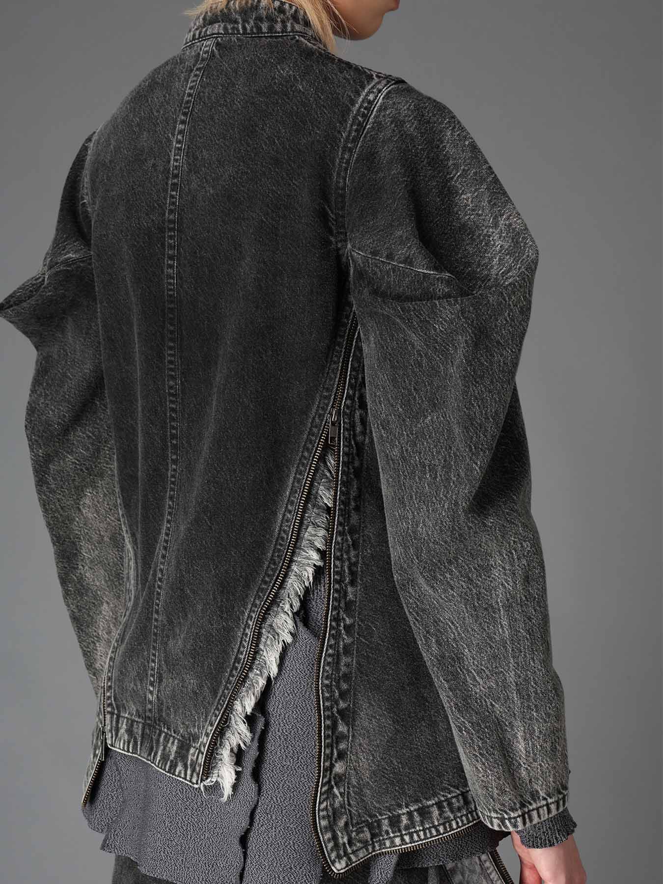 MIST BLEACHED DENIM STAND COLLAR BLOUSON