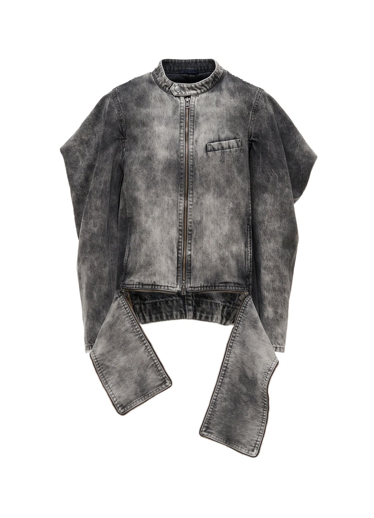 MIST BLEACHED DENIM STAND COLLAR BLOUSON