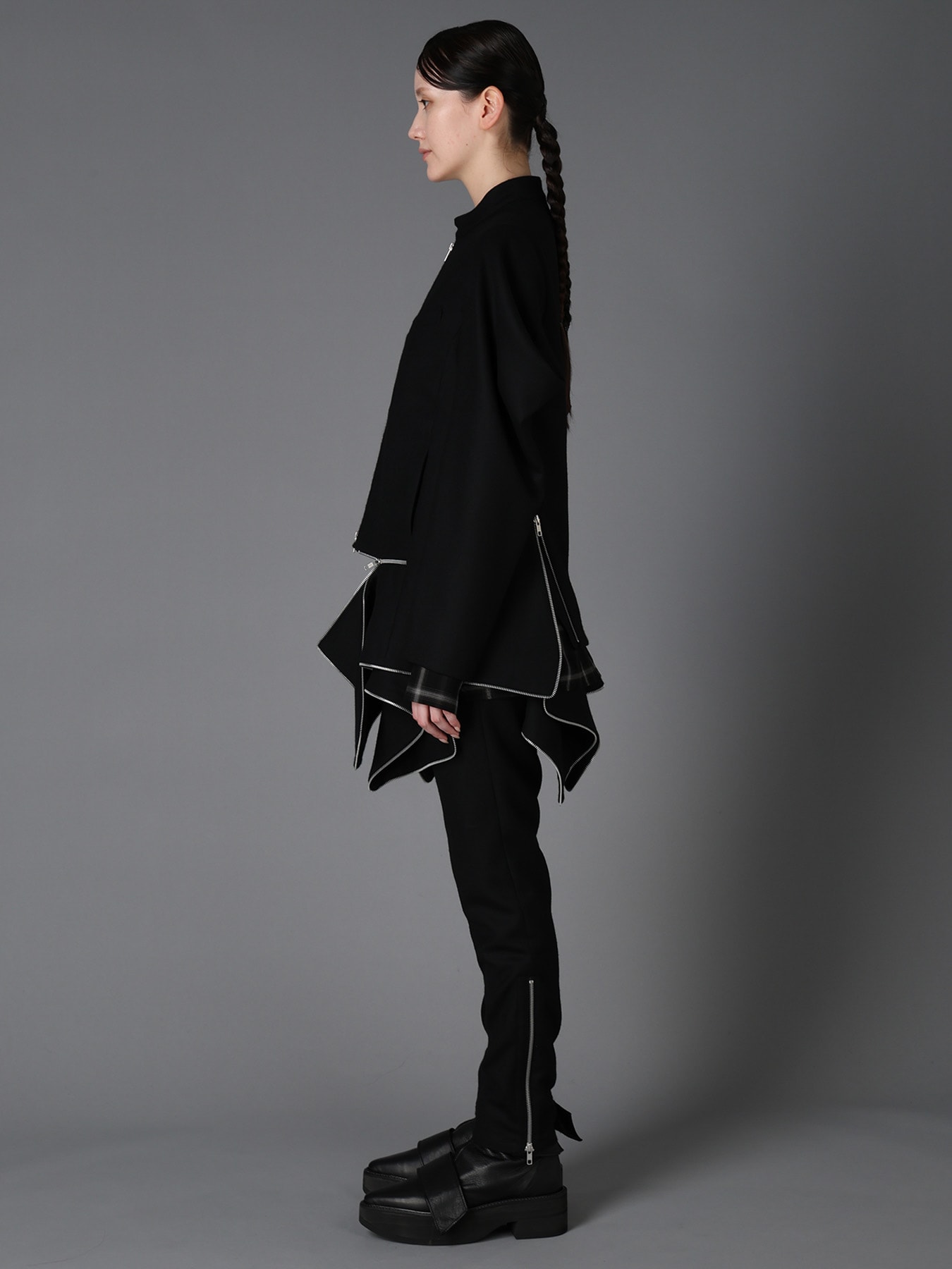 W/ SERGE  STAND COLLAR BLOUSON