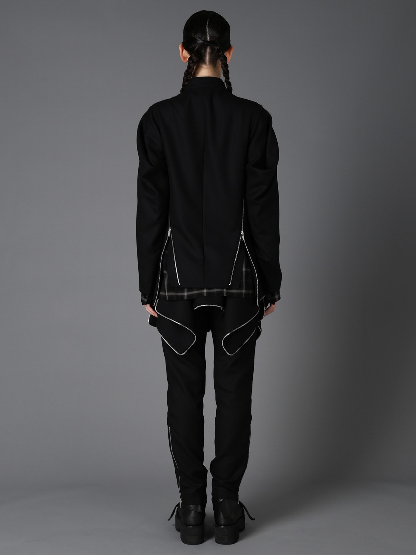 W/ SERGE  STAND COLLAR BLOUSON