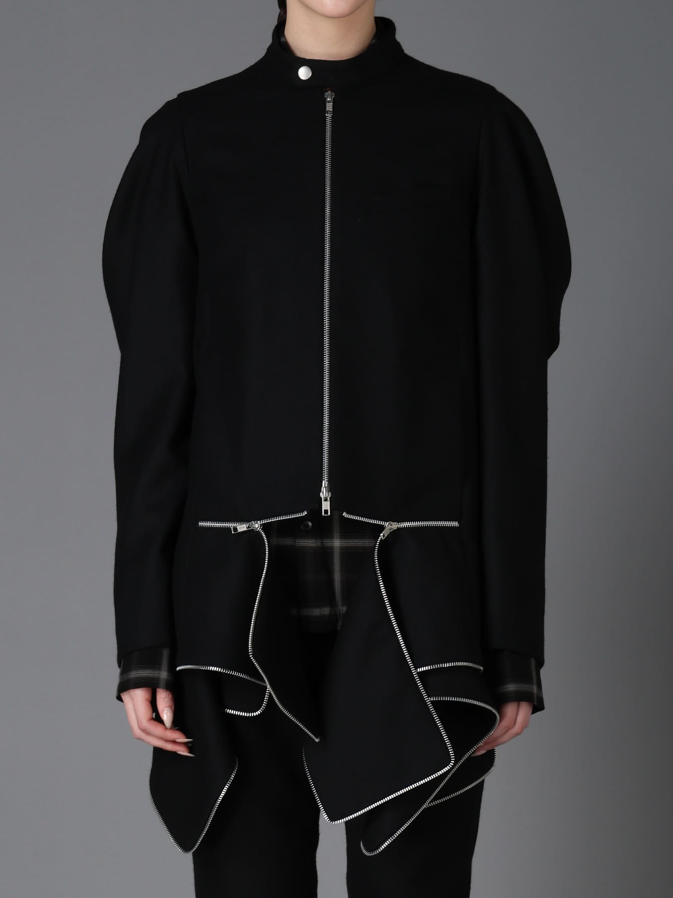 W/ SERGE  STAND COLLAR BLOUSON