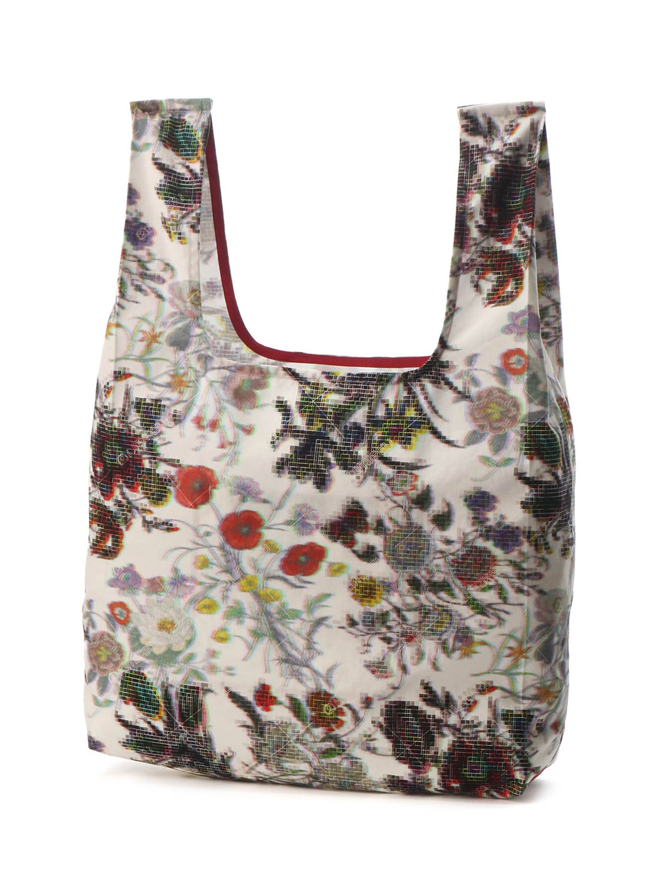 Mosaic Flower Print Cotton Shopping Bag(FREE SIZE Beige): Vintage