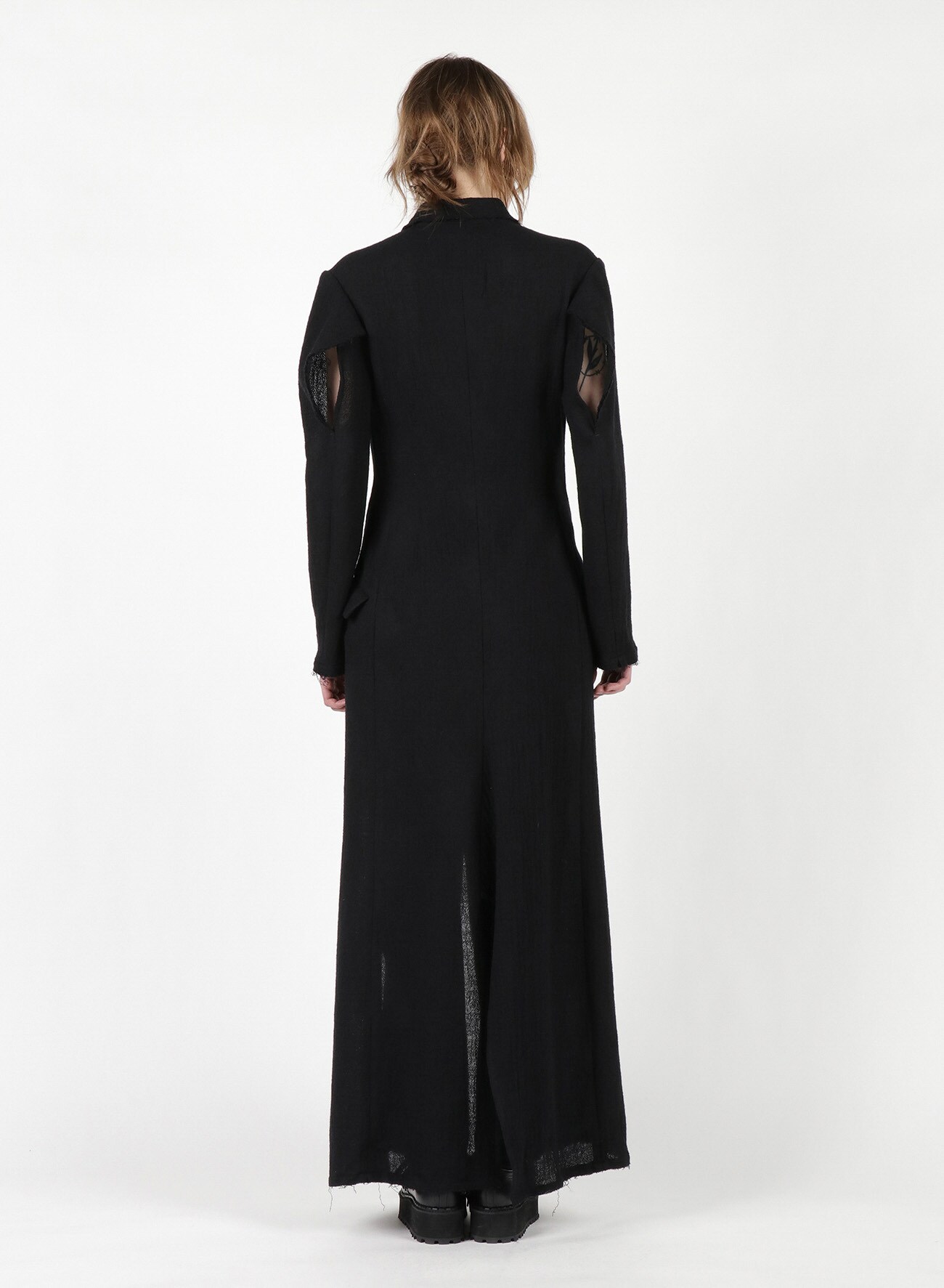 Wool Gauze Back Sleeve Open Long Jacket 
