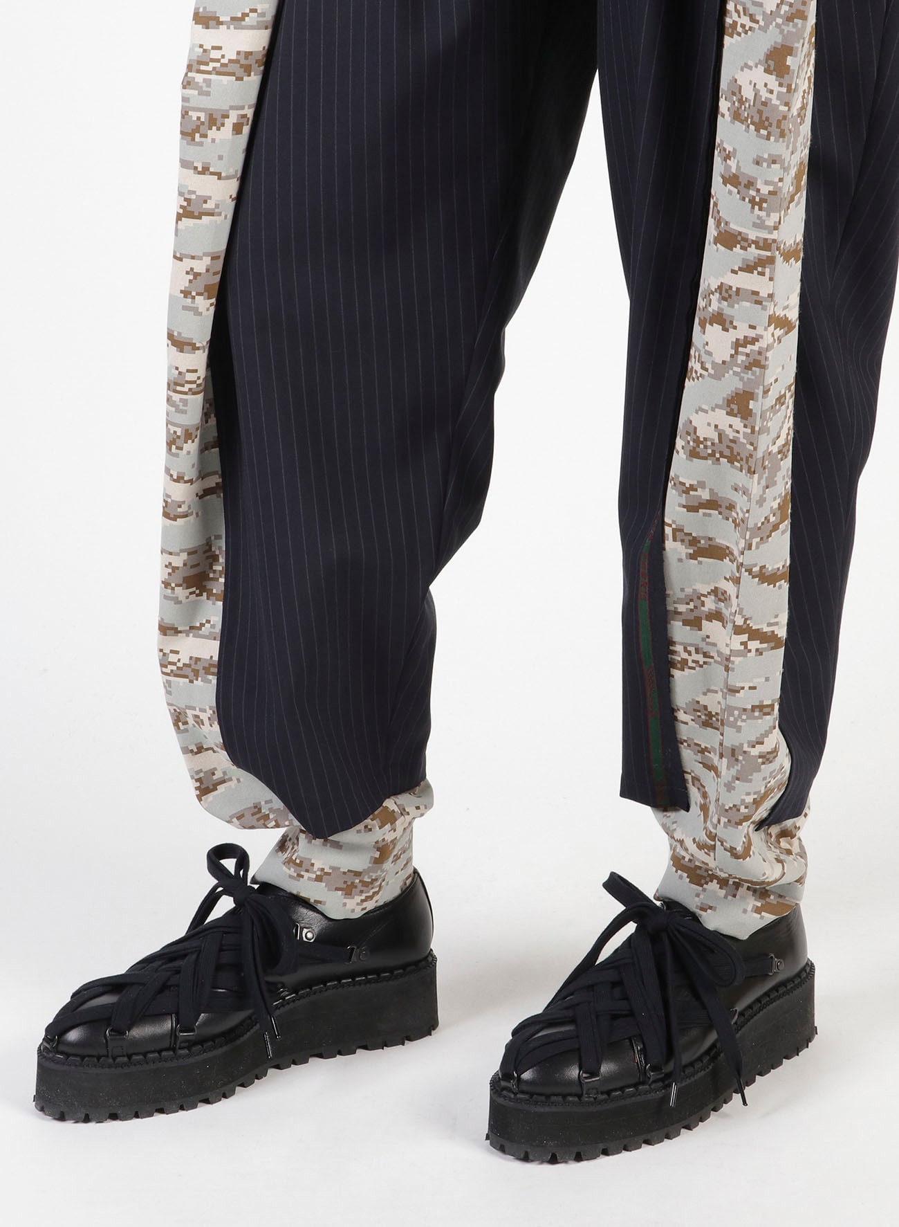 W/Pe Stripe Panel Design Pants(S Navy): Vintage 1.1｜THE SHOP 
