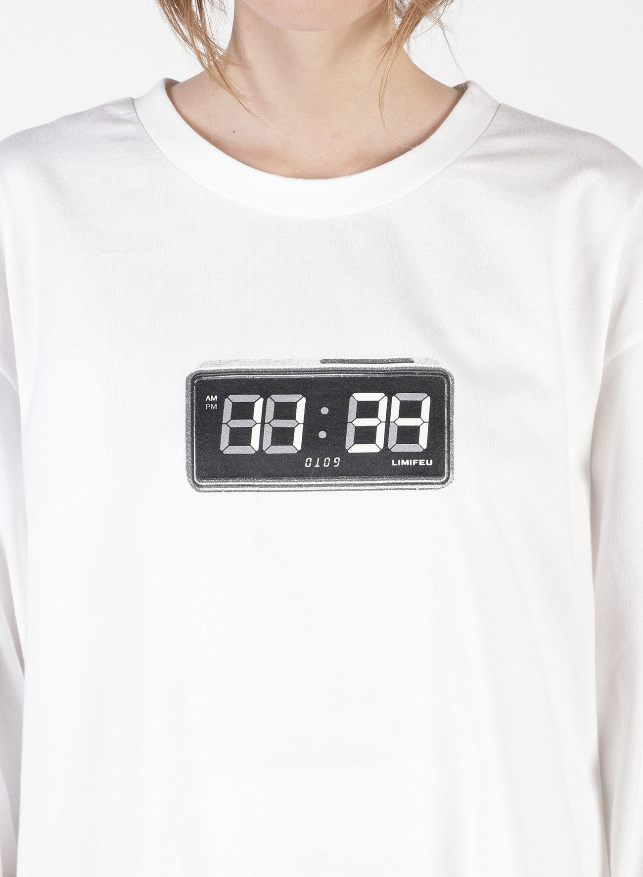 Clock Print Oversized Long T-Shirt