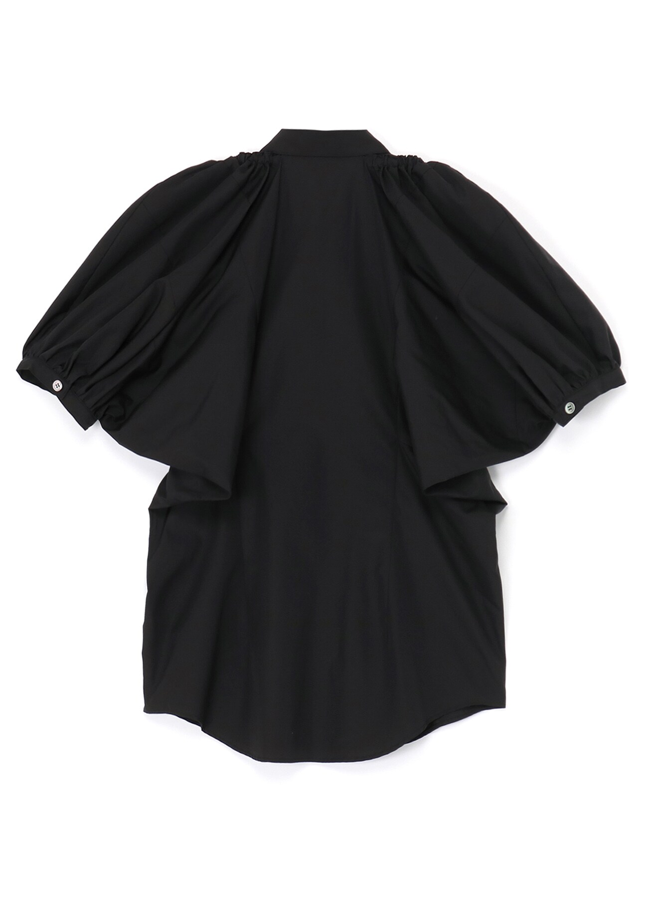 100/2BROAD SHOULDER OPENING PUFF SLEEVE BLOUSE(S black): Vintage