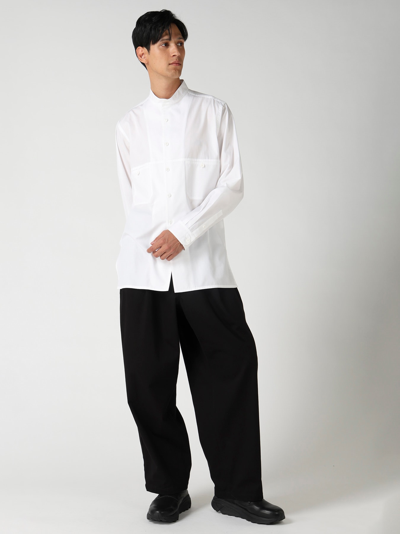 CHEST PANEL STAND-COLLAR SHIRT