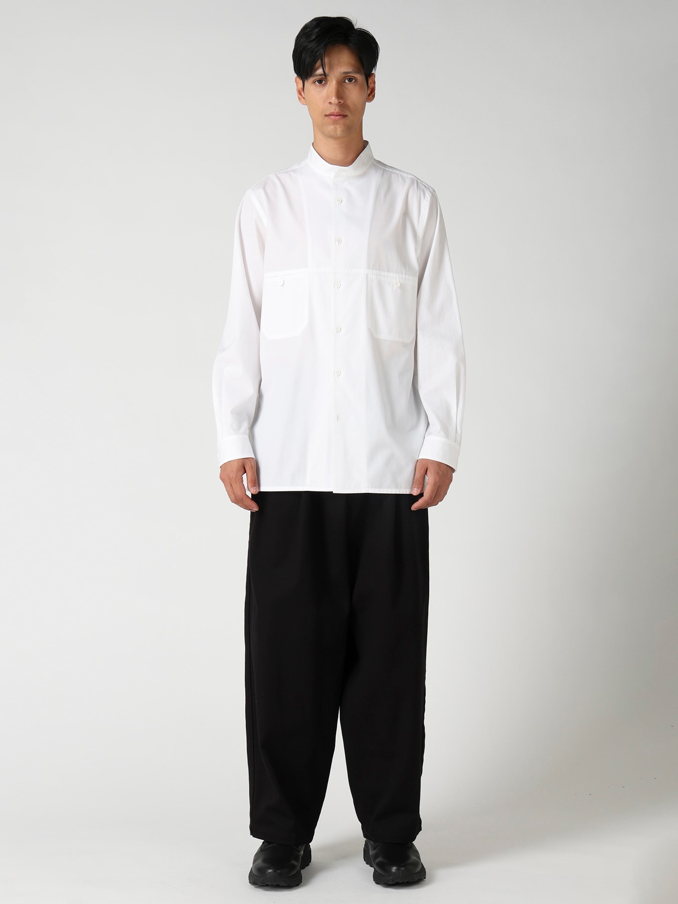 CHEST PANEL STAND-COLLAR SHIRT