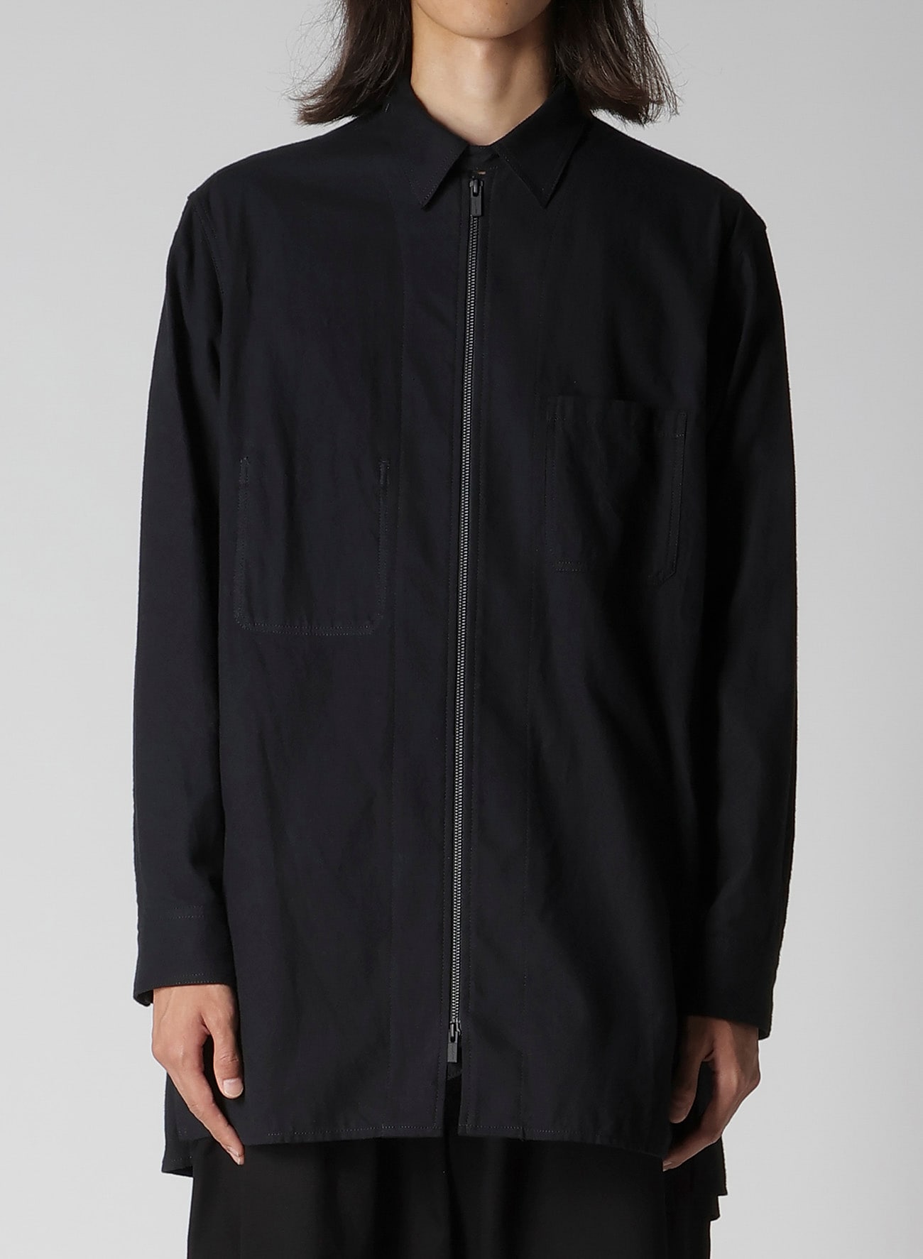 COTTON FLANNEL CHAIN STITCH FRONT ZIP SHIRT
