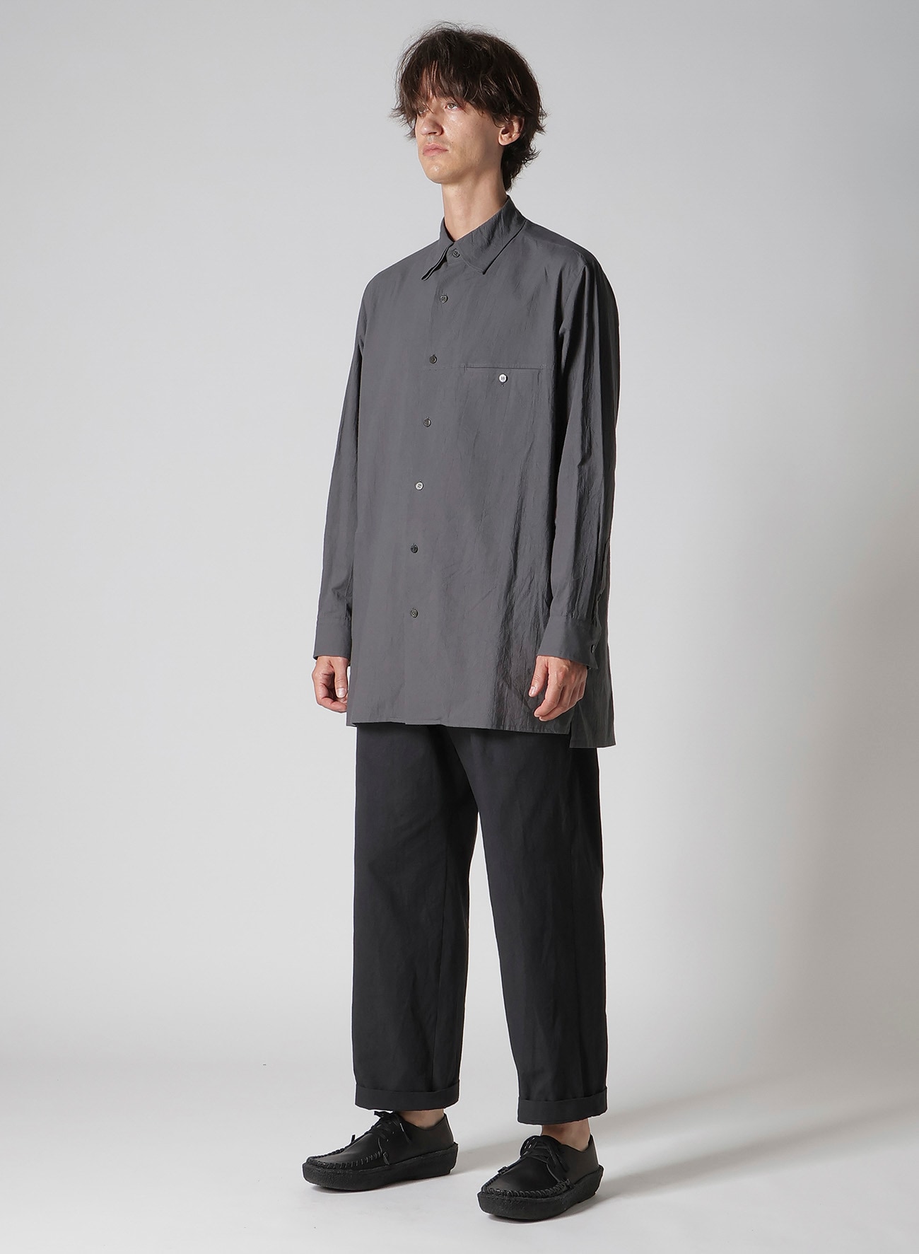 60 WRINKLE LAWN SINGLE ROLL COLLAR SHIRT