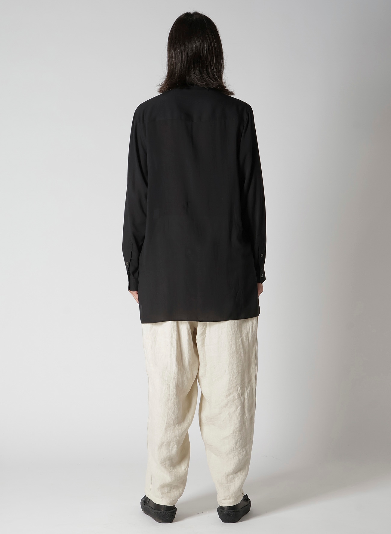 CELLULOSE LAWN OPEN COLLAR LEFT POCKET BLOUSE